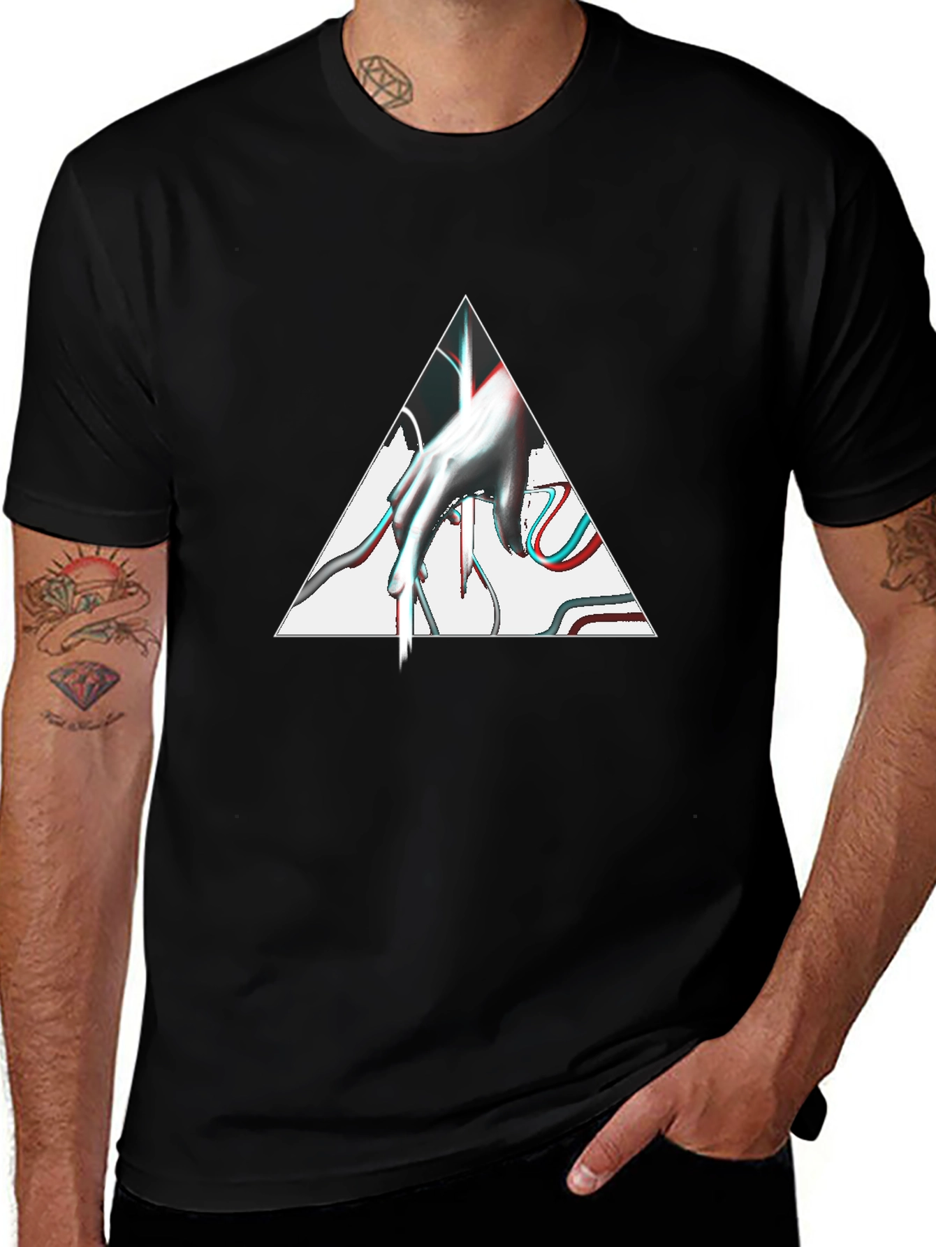 Abstract Hand Triangle Graphic Tee