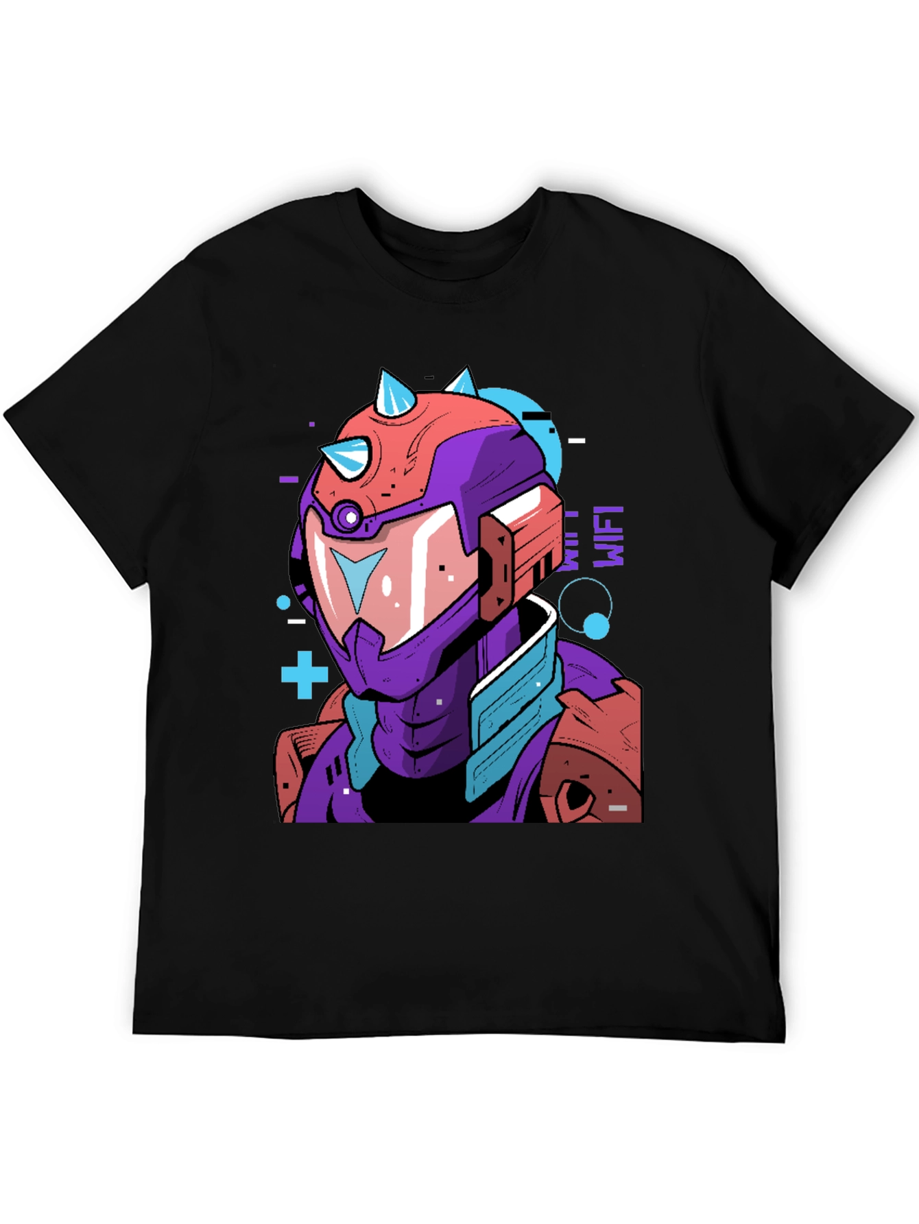 Cyberpunk Robot Graphic Tee - Black Cotton Shirt