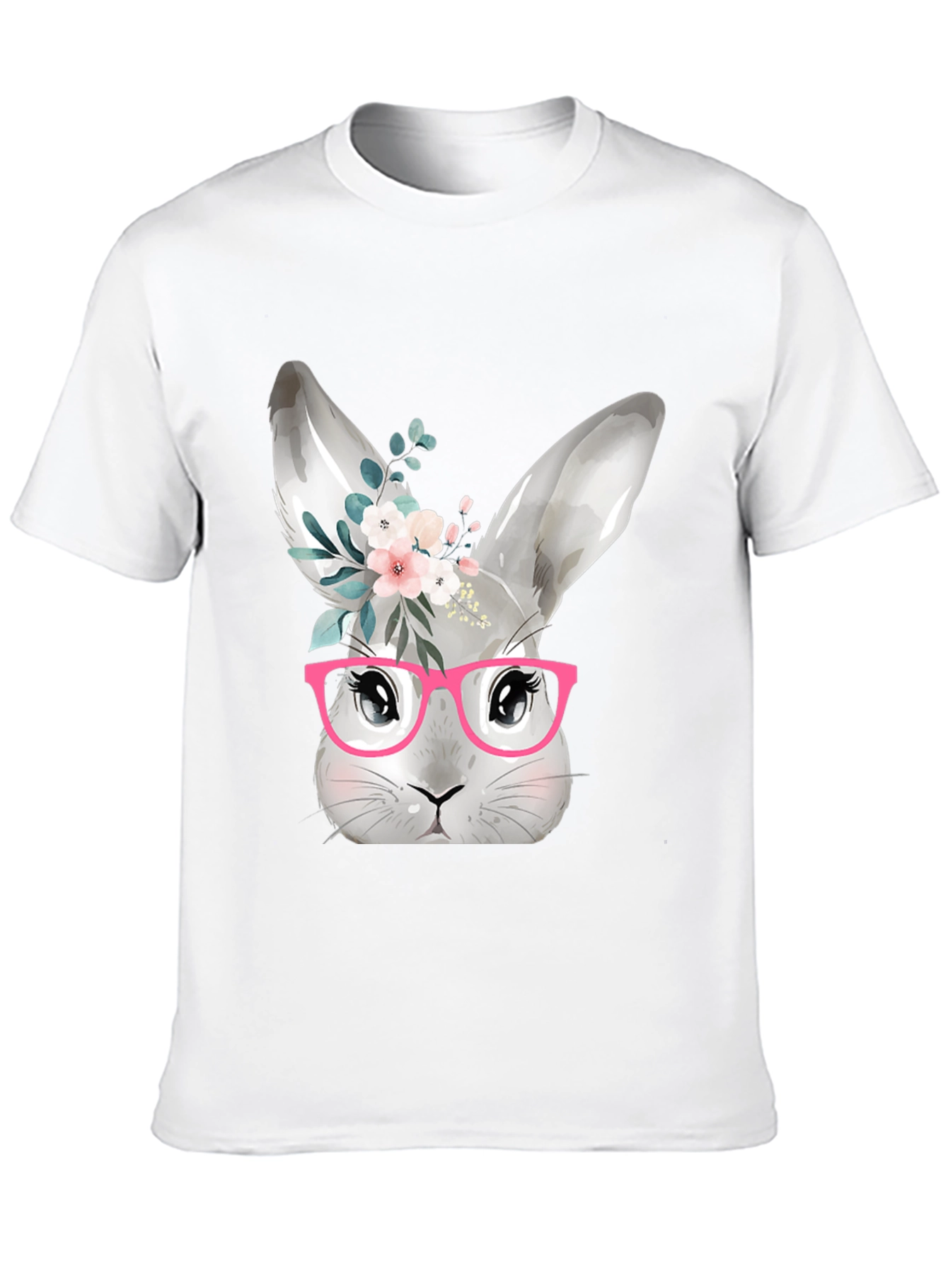 Cute Bunny with Glasses T-Shirt - Black