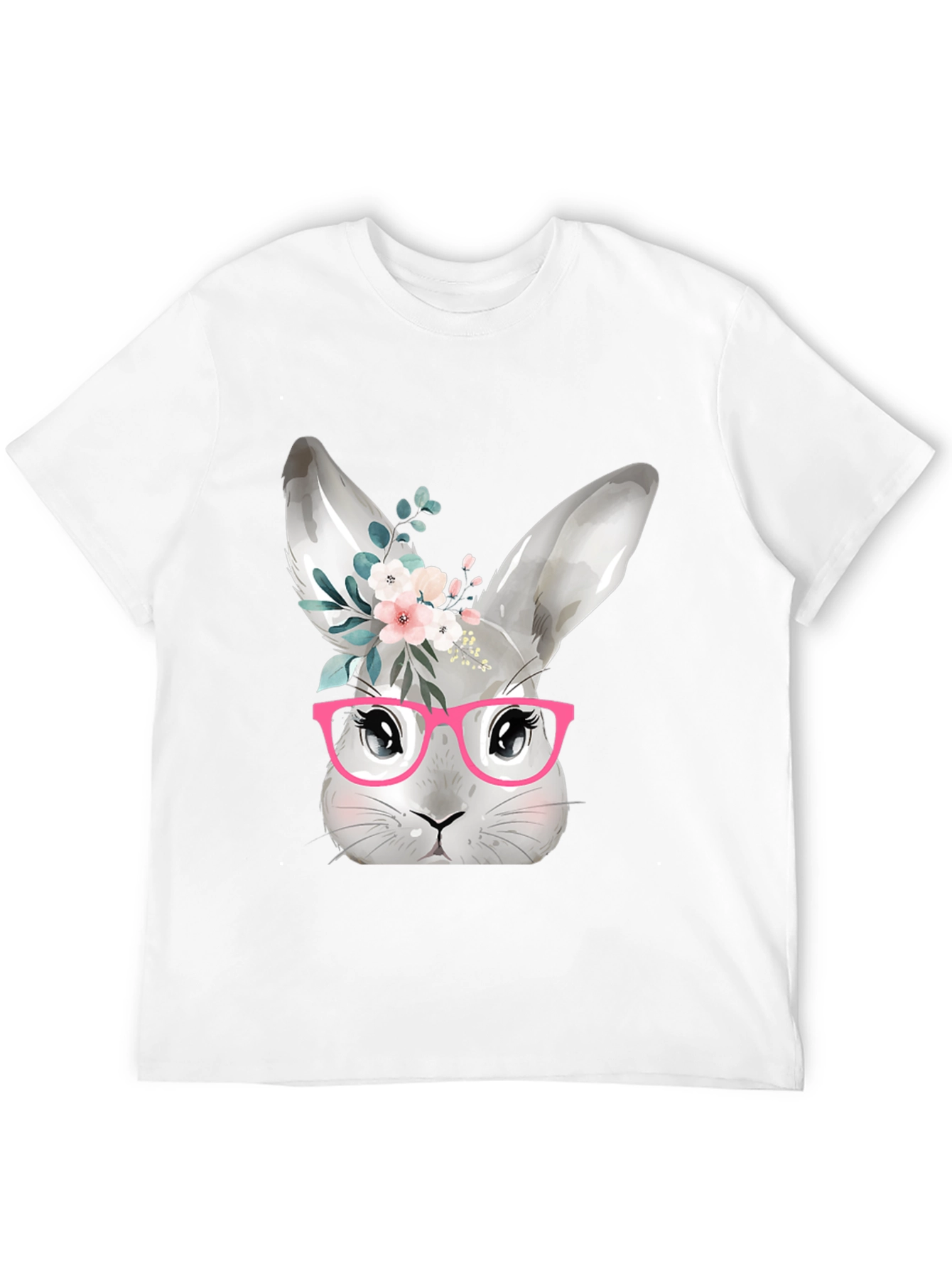 Cute Bunny with Glasses T-Shirt - Black