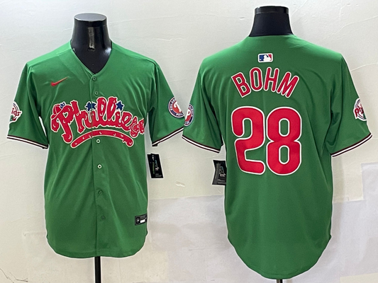 Men's Philadelphia Phillies Alec Bohm #28 Green Game Jerseys