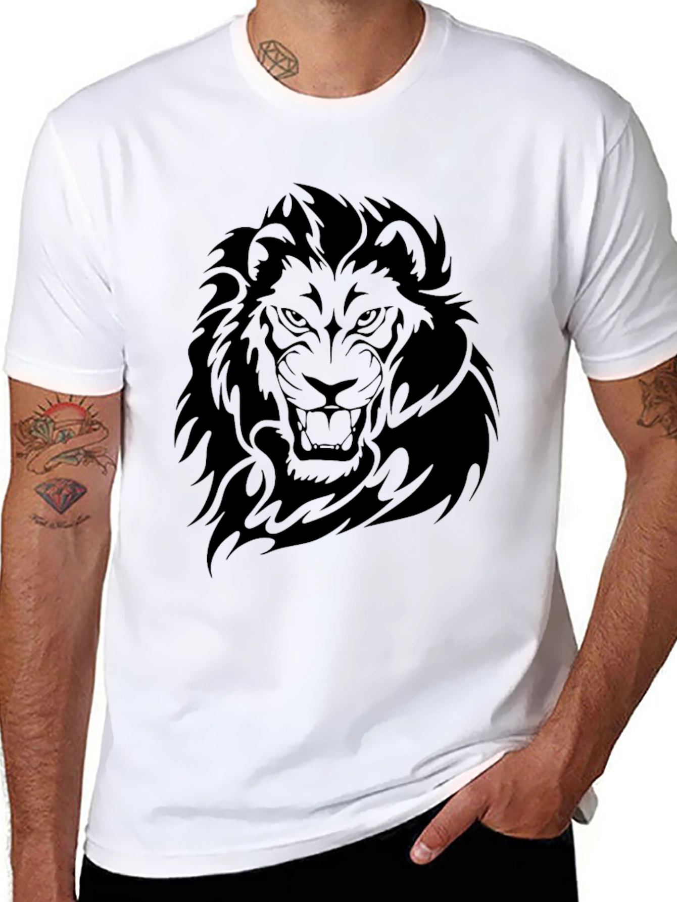 Black Lion Graphic Tee - Mens Fashion