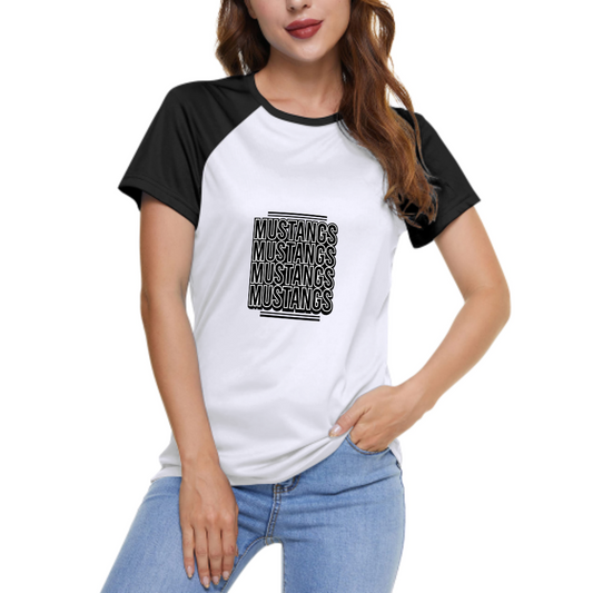 Mustangs Retro Typography Graphic Tee, Minimal Sport Aesthetic Shirt, Vintage Team Spirit Streetwear Top(z758)