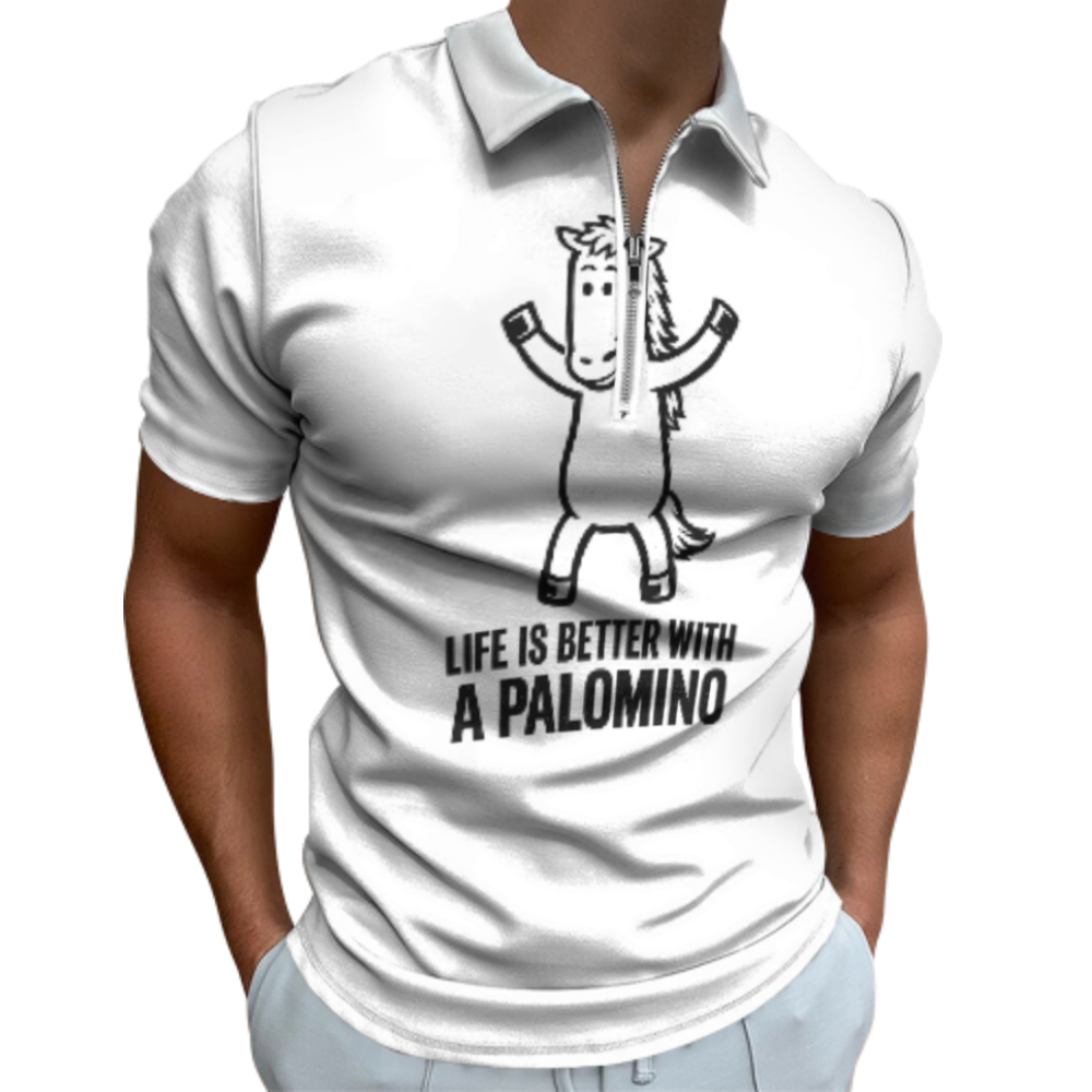 Life Is Better With a Palomino Graphic Polo Shirt – Cute Horse Lover Quarter Zip Casual Tee(z769)