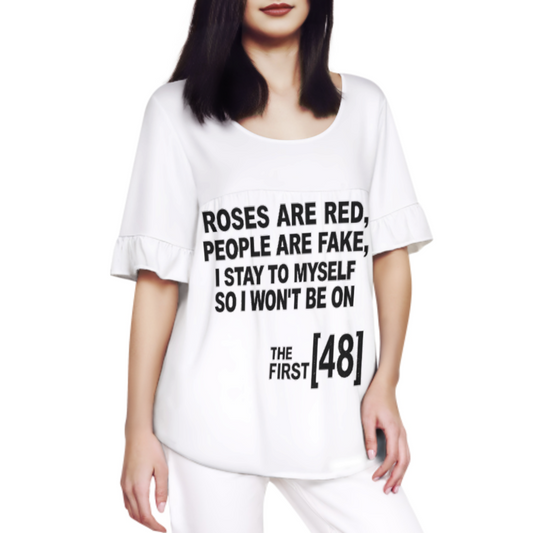 Funny Introvert Quote Graphic Tee, Roses Are Red People Are Fake Shirt, Sarcastic Humor T-Shirt, Social Anxiety Meme Top, Trendy Statement Tee for Women(z658)