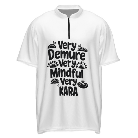 Very Demure Very Mindful Very KARA Graphic Quarter Zip Shirt – Trendy Cute Typography Casual Tee(z774)