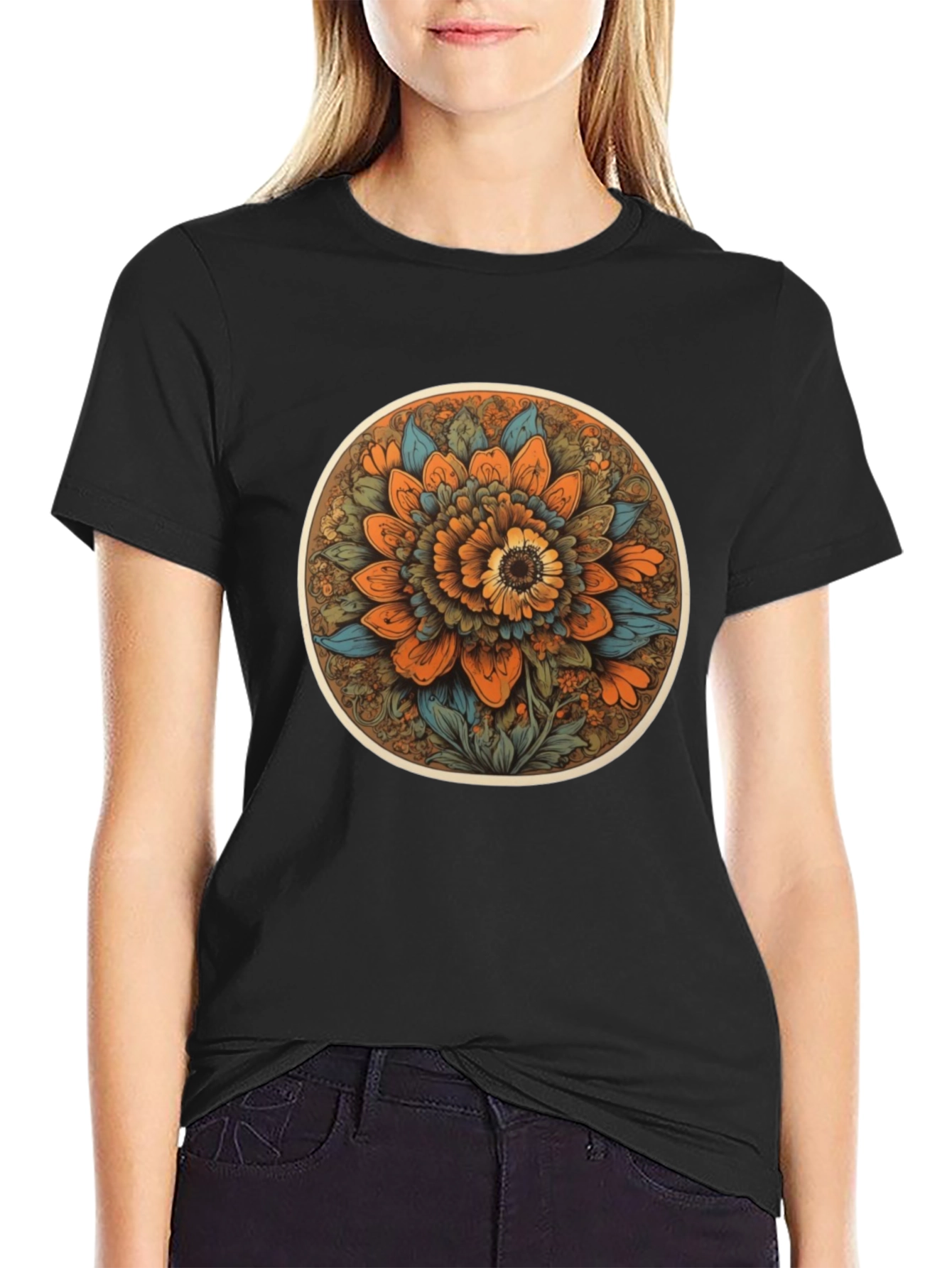 Floral Mandala T-Shirt - Artistic Print