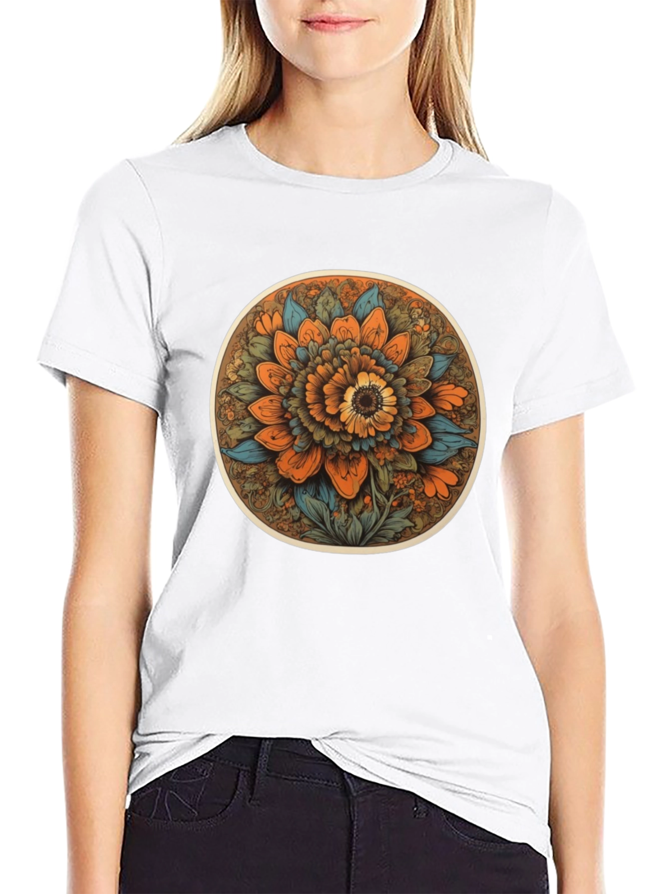 Floral Mandala T-Shirt - Artistic Print