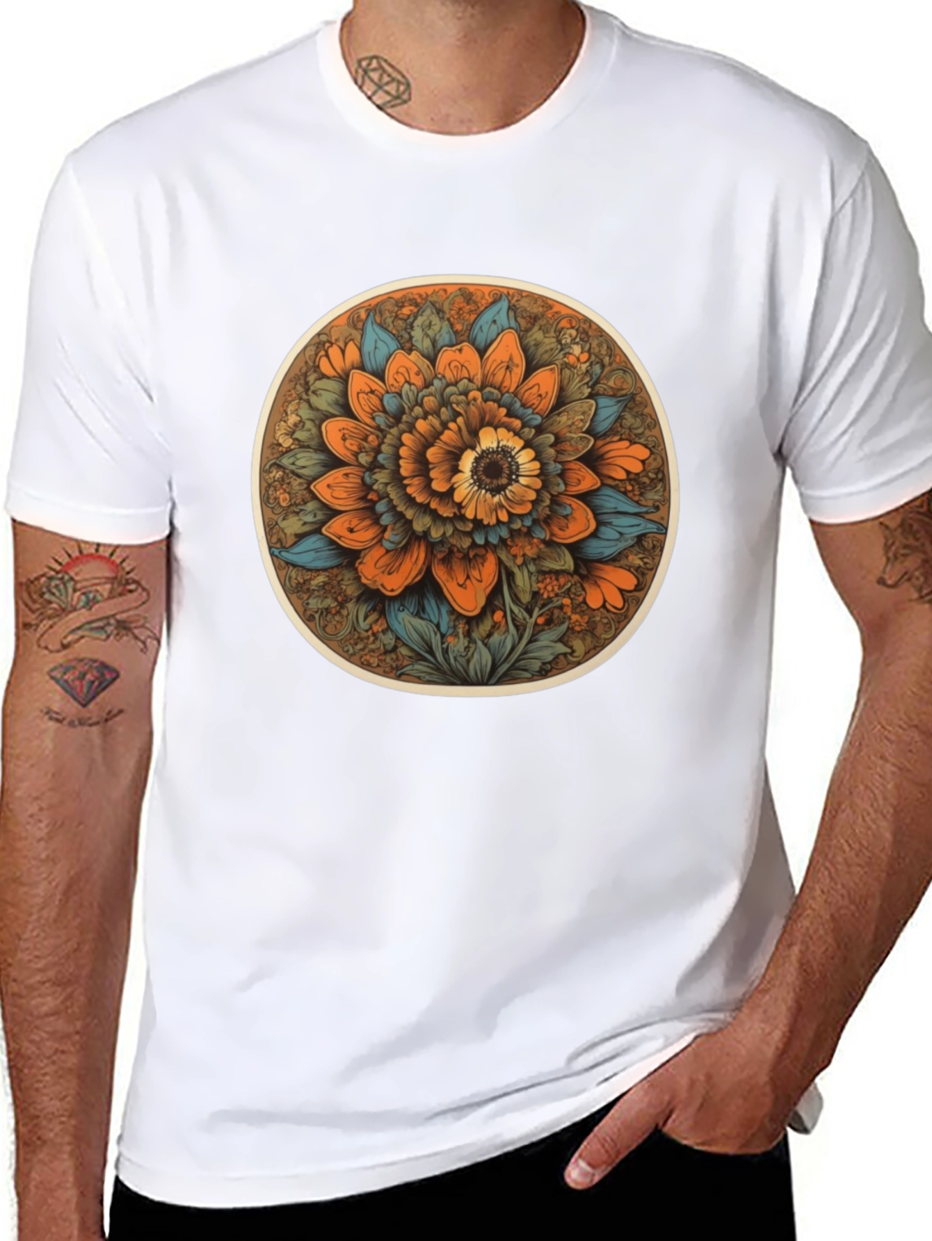 Floral Mandala T-Shirt - Artistic Print