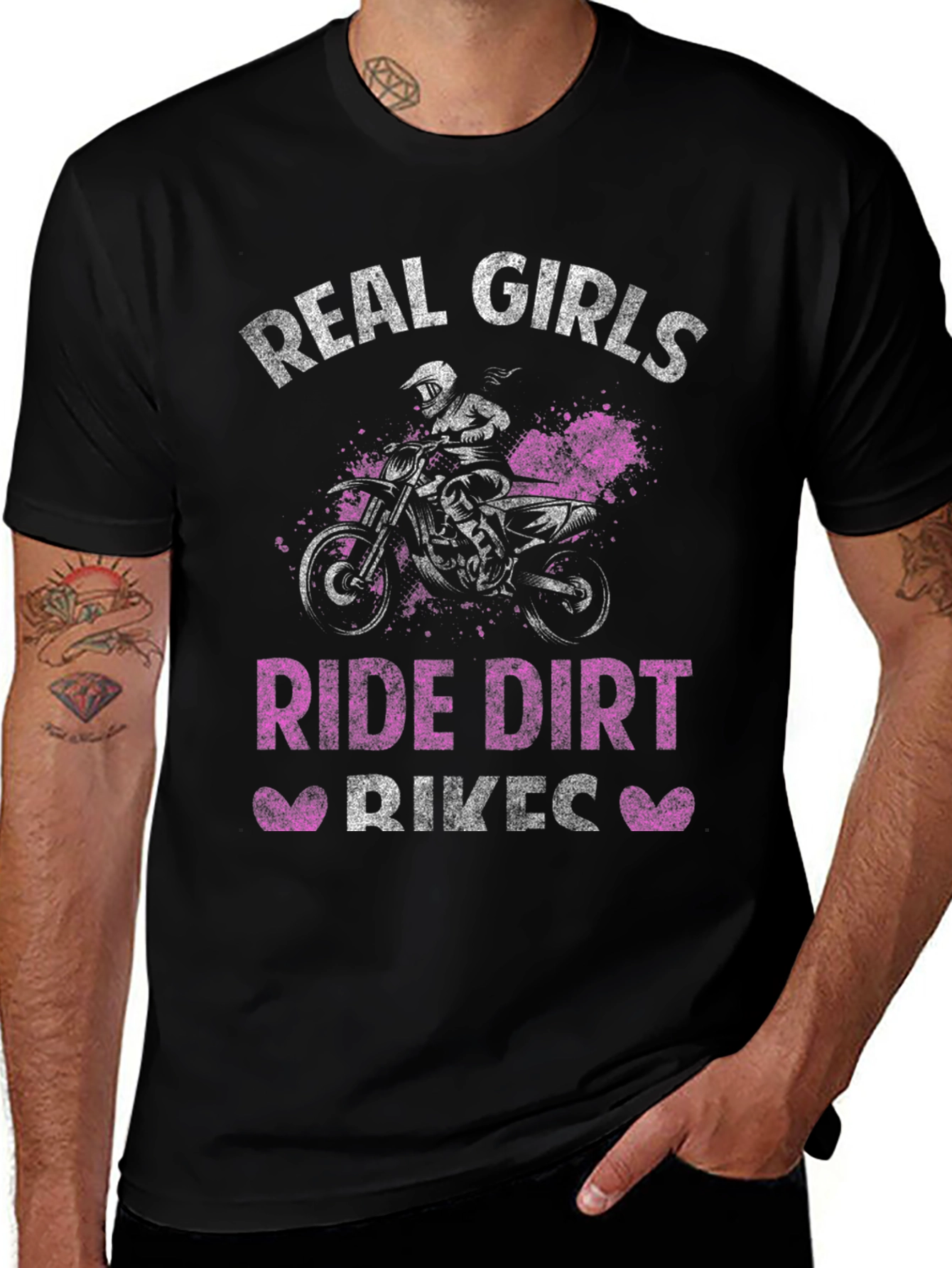 Real Girls Ride Dirt Bikes Black T-Shirt