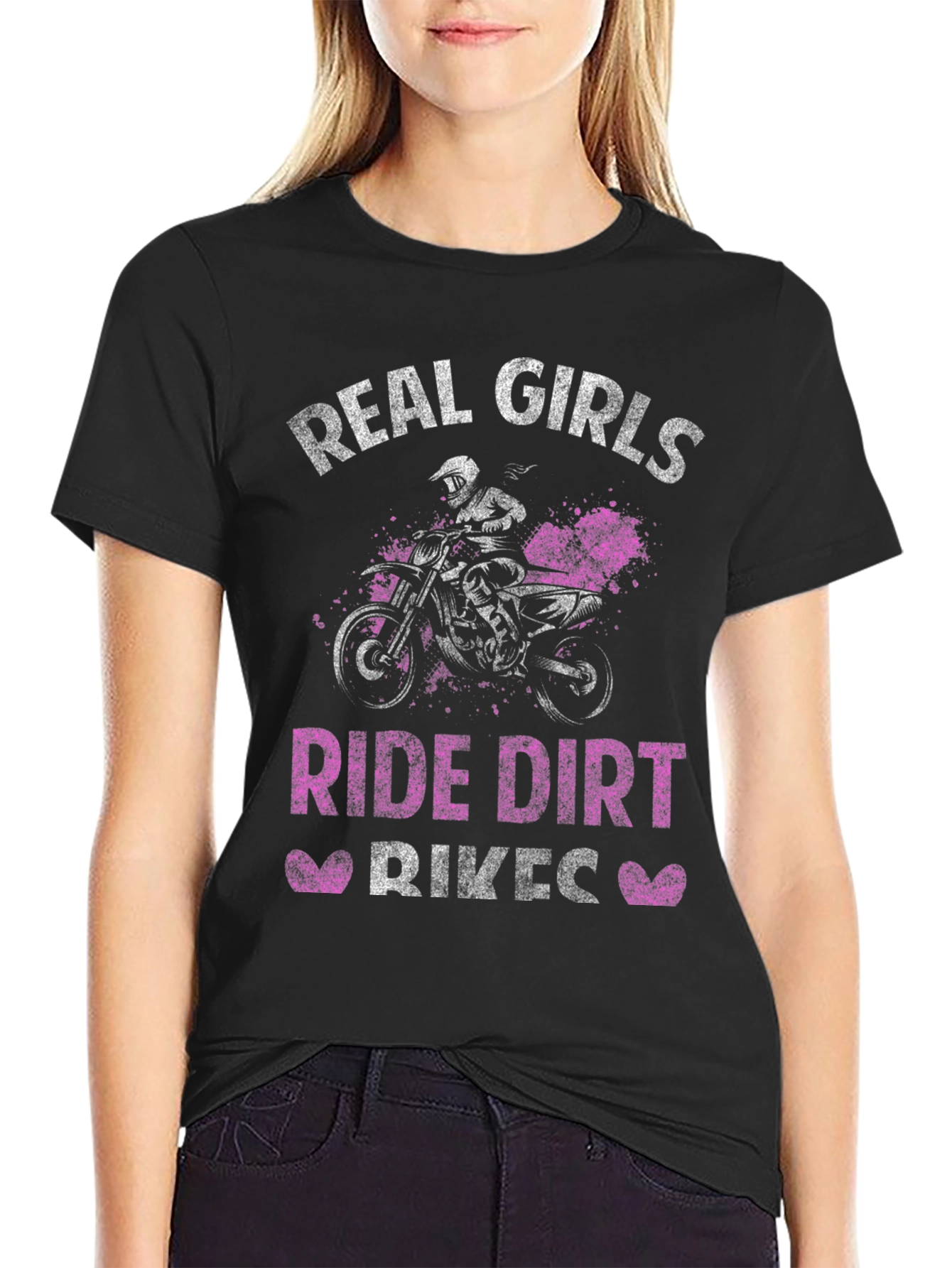Real Girls Ride Dirt Bikes Black T-Shirt