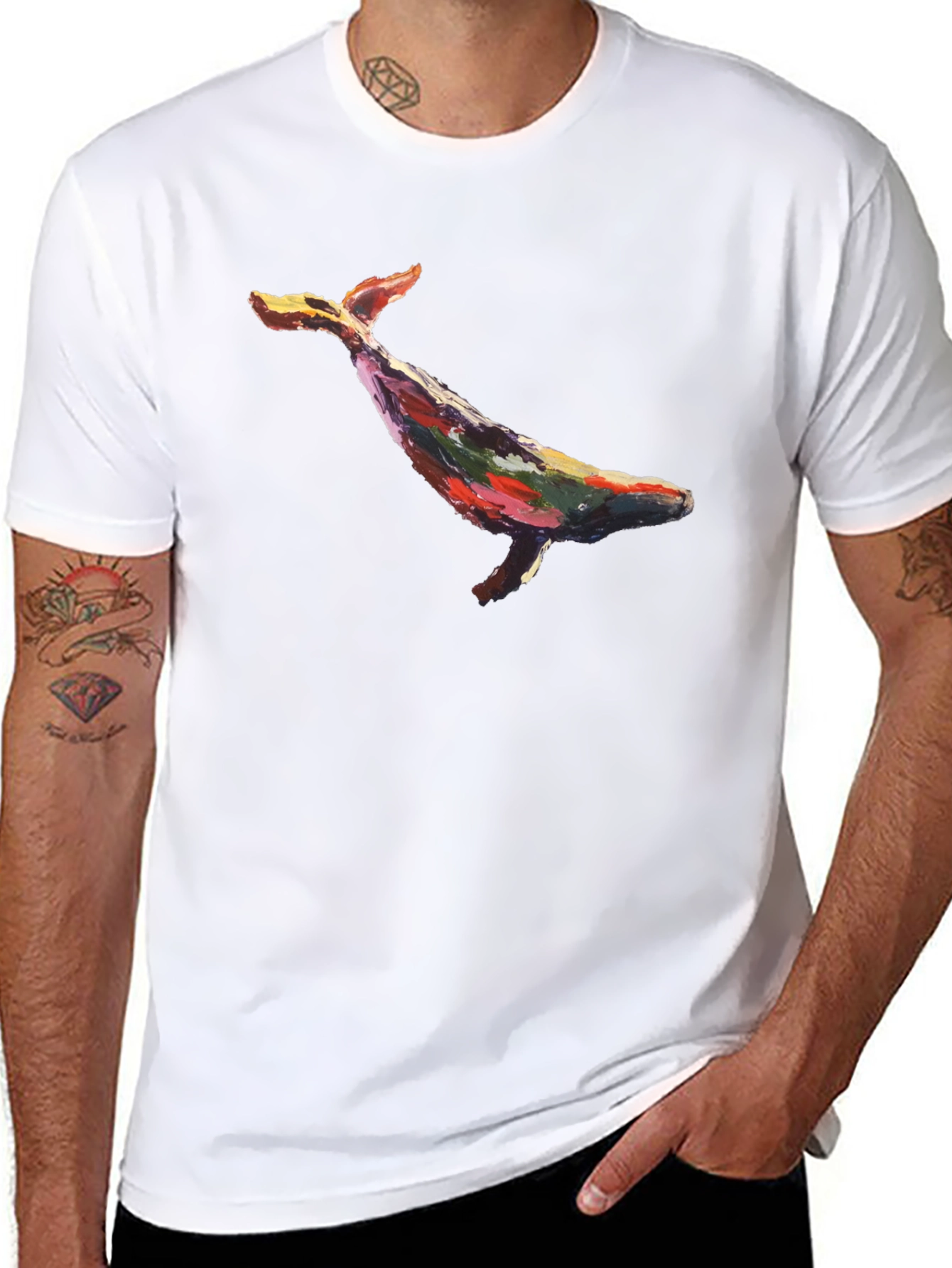 Whale Art Graphic Black T-Shirt