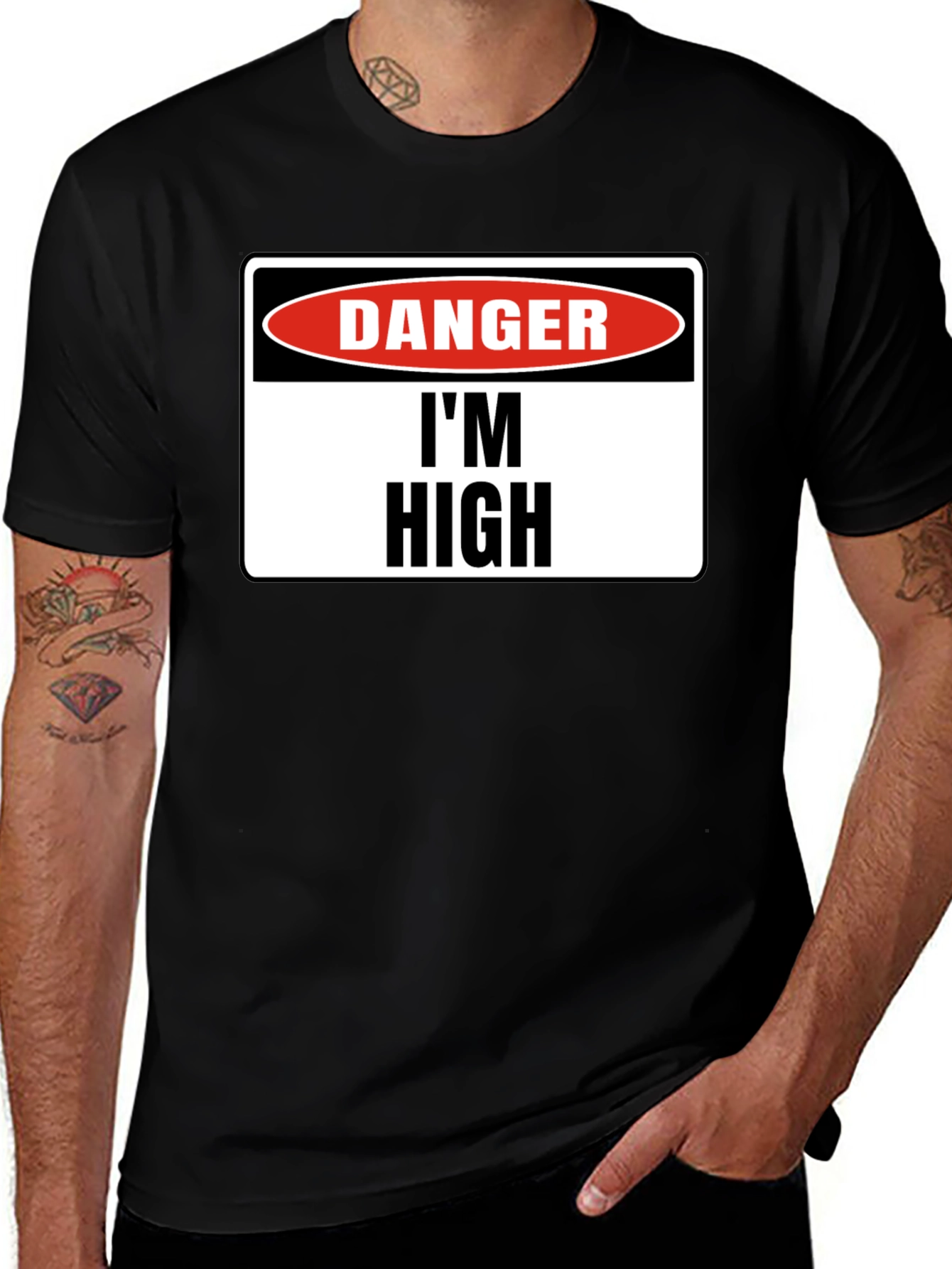 Danger Im High Graphic T-Shirt - Black Cotton Tee