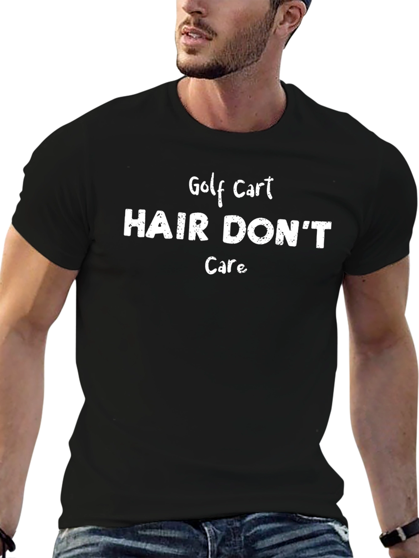 Golf Cart Hair Dont Care Black T-Shirt
