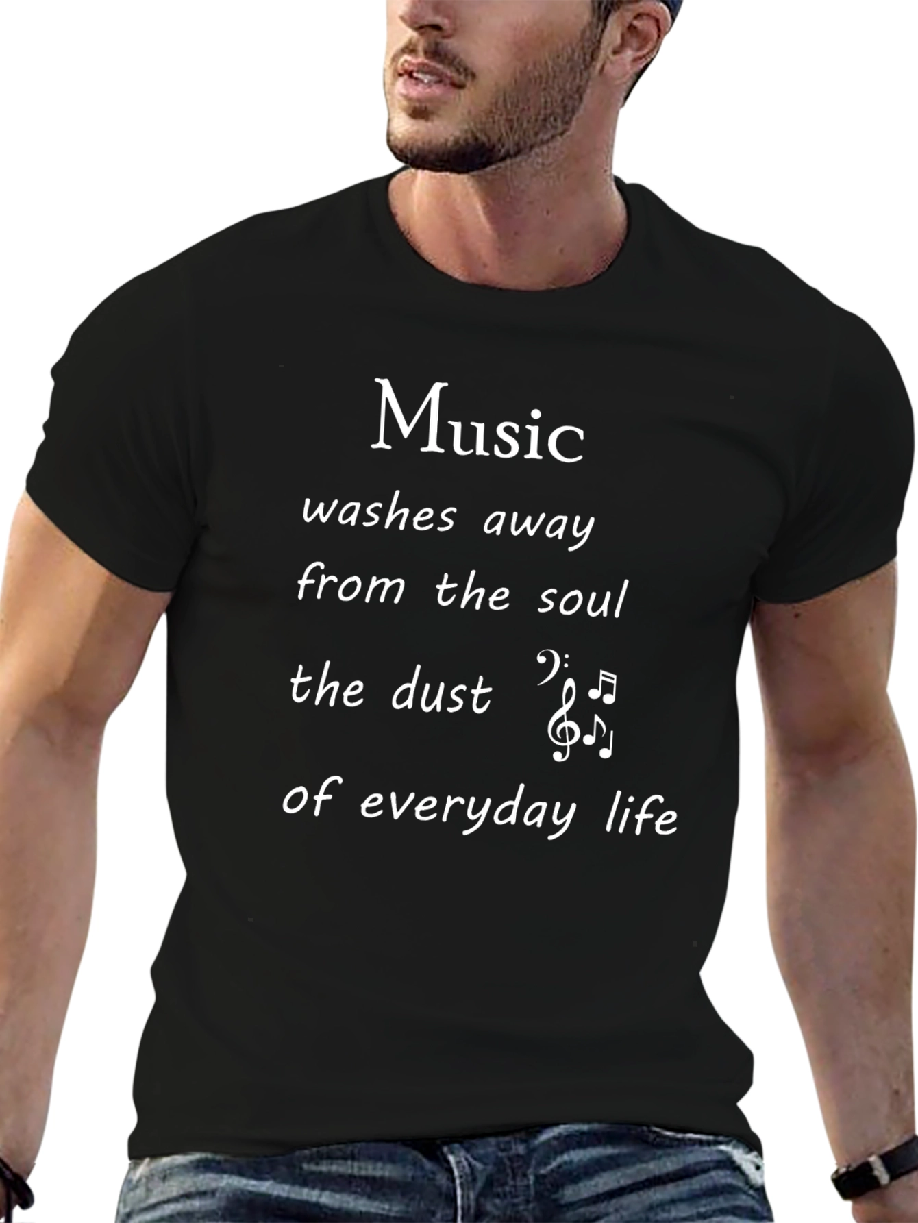 Music Washes Away T-Shirt - Black Crew Neck