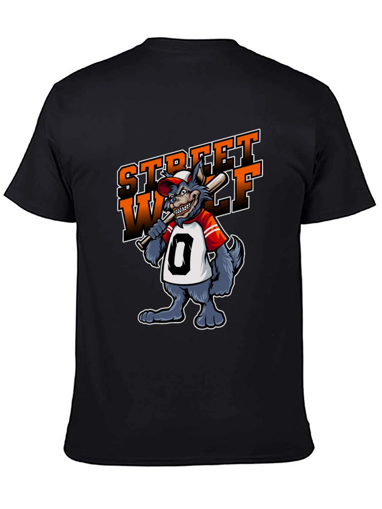 Street Wolf Graphic T-Shirt - Baseball Style