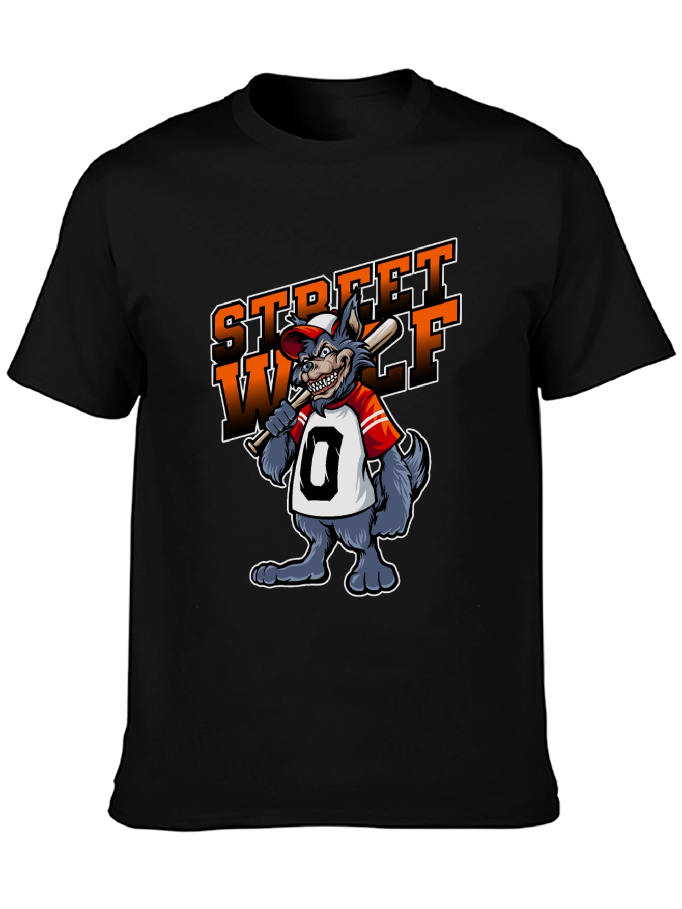 Street Wolf Graphic T-Shirt - Baseball Style