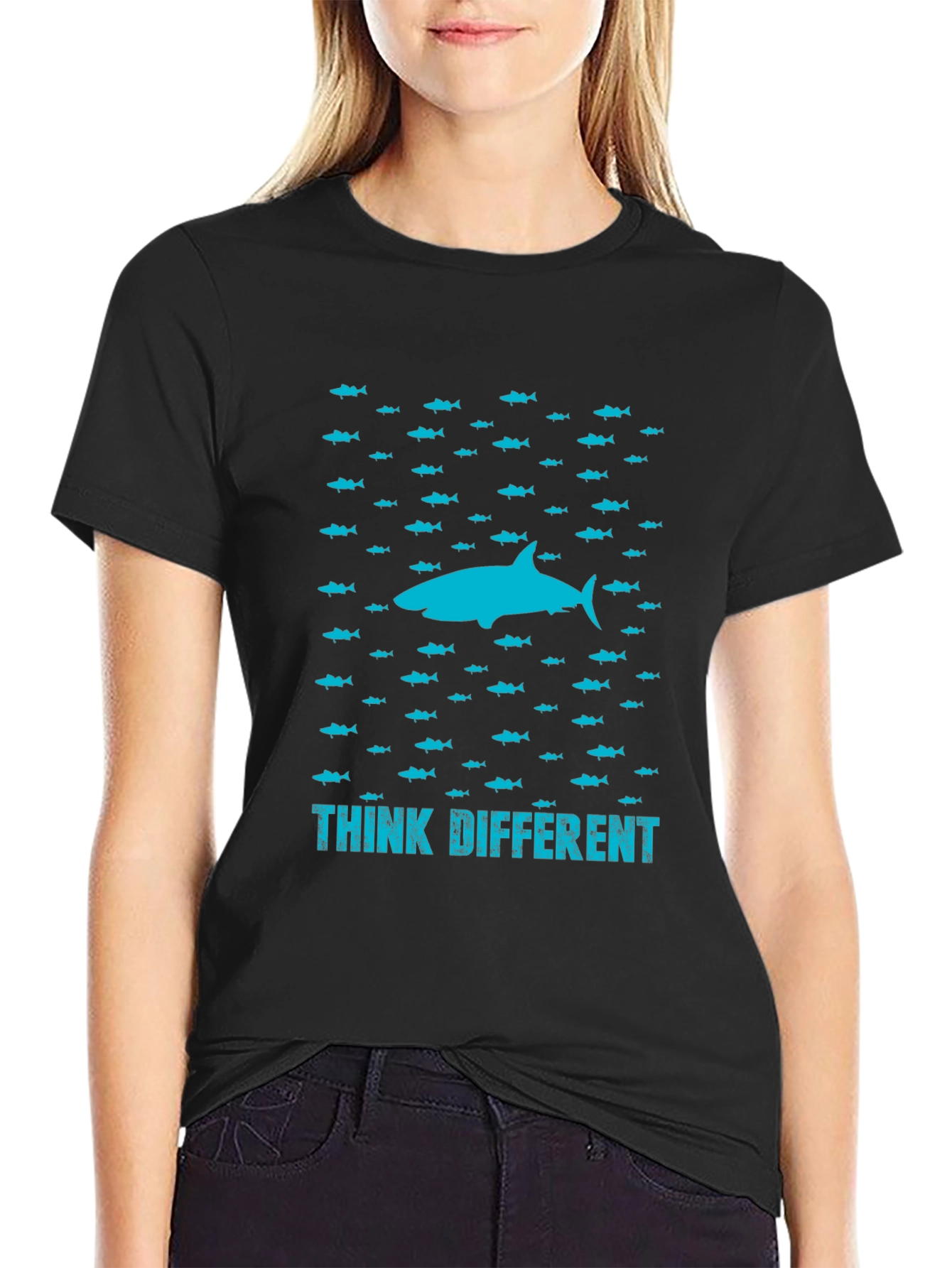 Think Different Shark Graphic T-Shirt