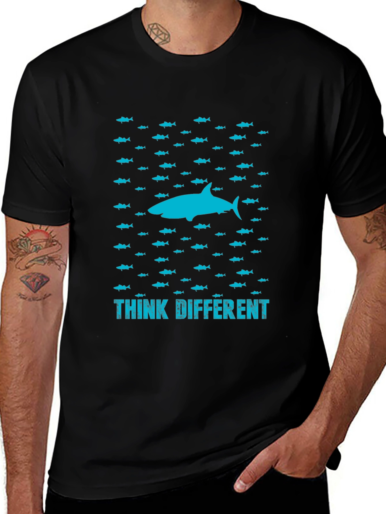 Think Different Shark Graphic T-Shirt