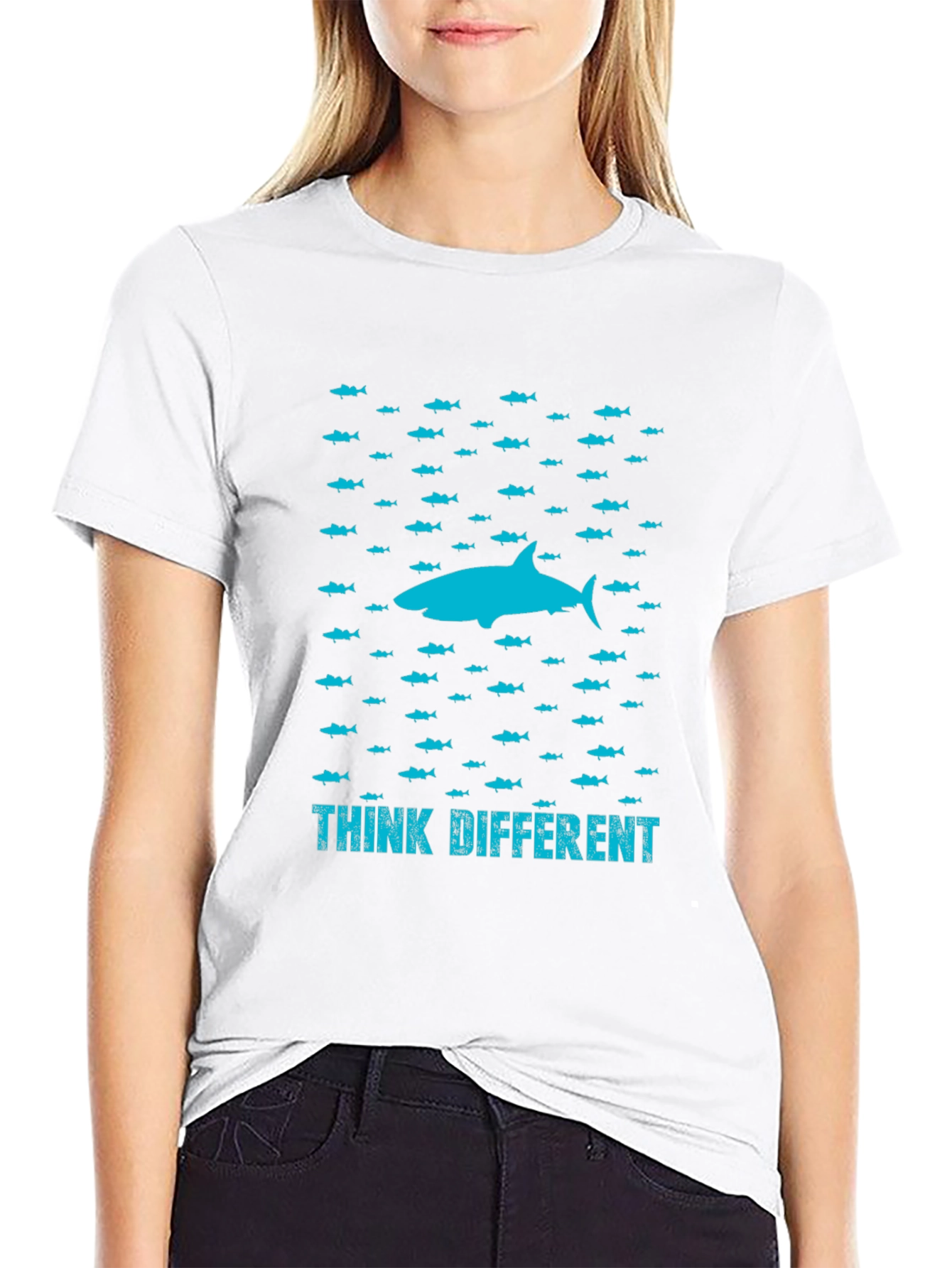 Think Different Shark Graphic T-Shirt
