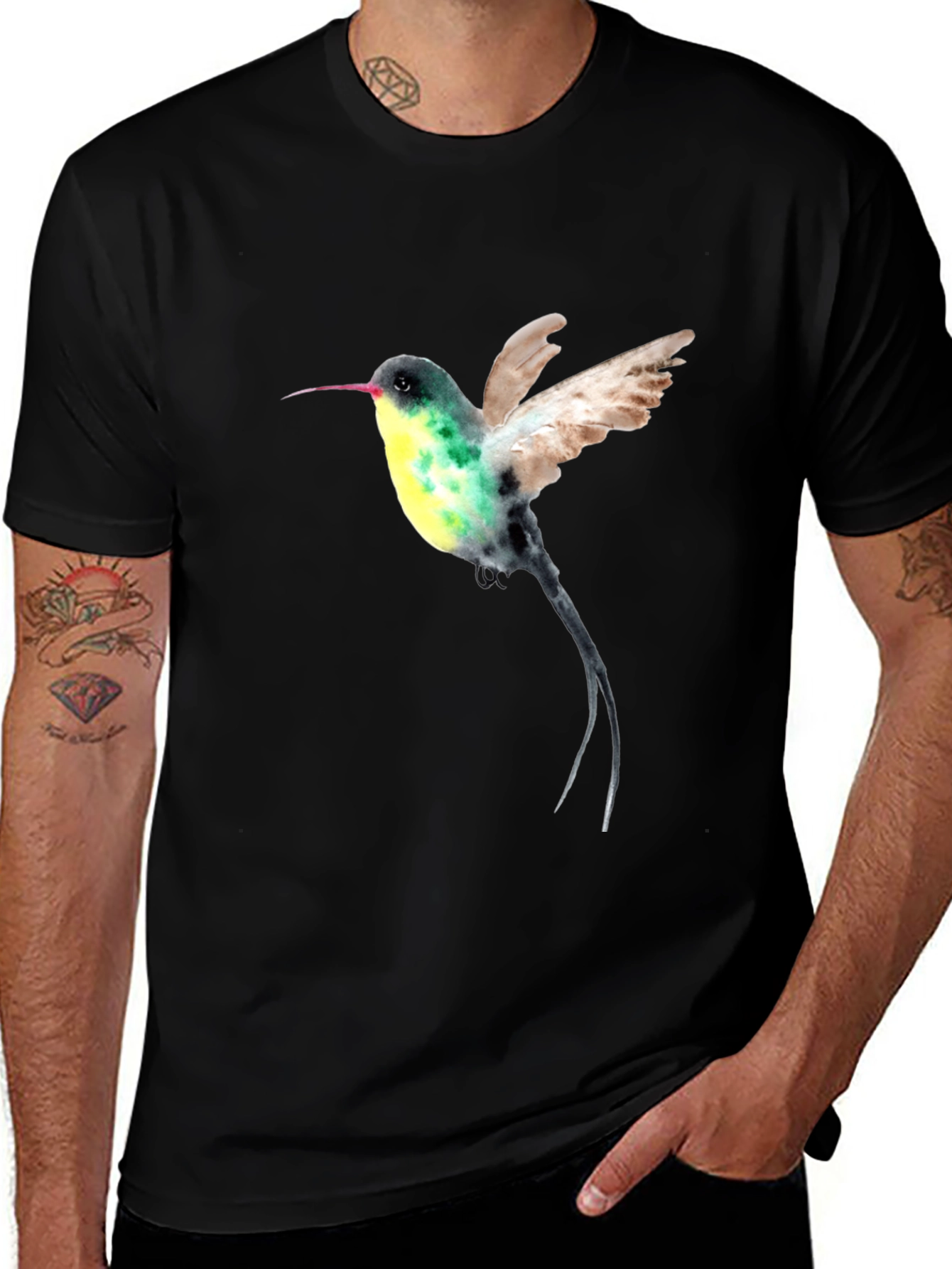 Hummingbird Graphic Black T-Shirt