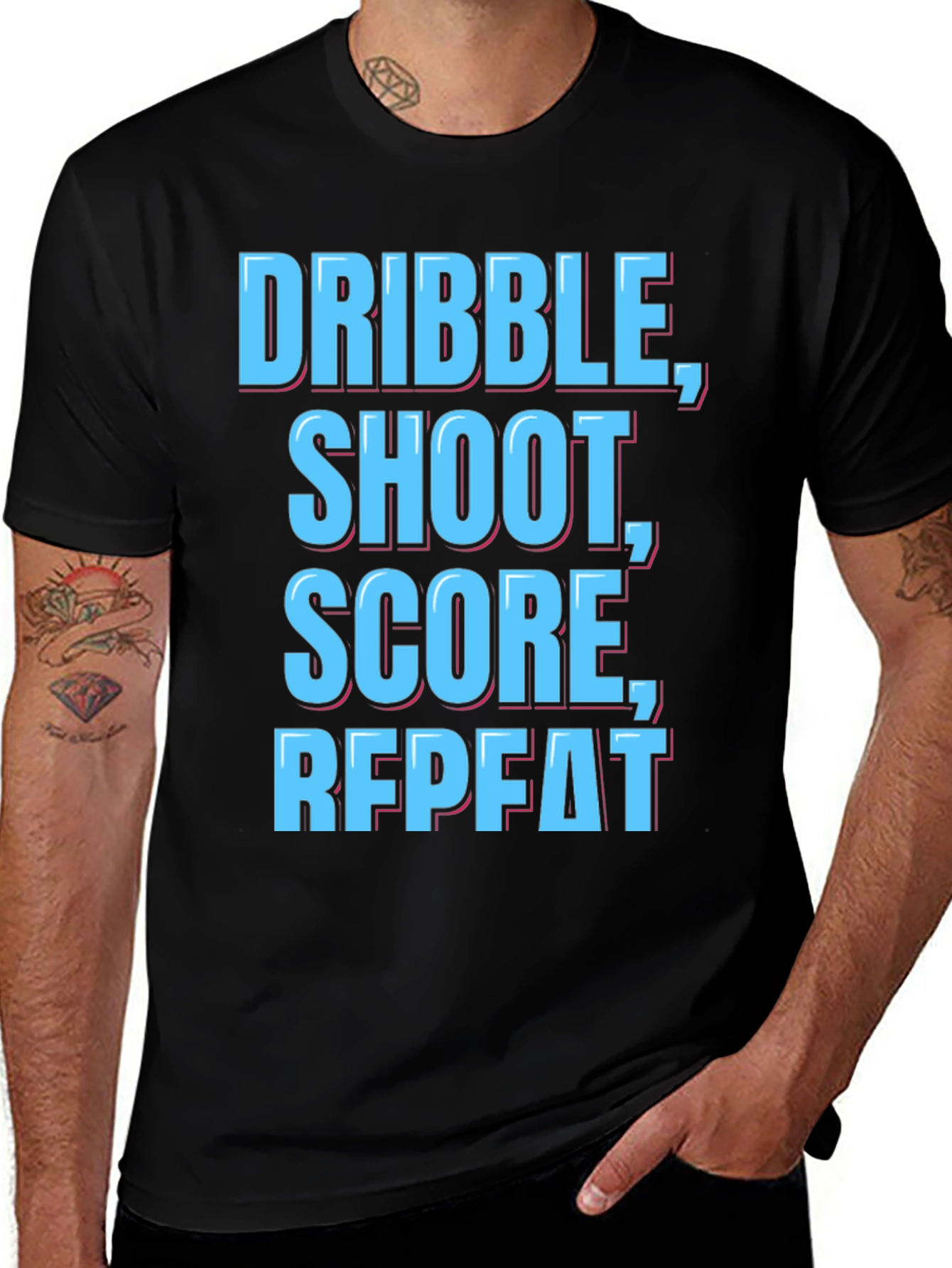 Dribble Shoot Score Repeat Black T-Shirt