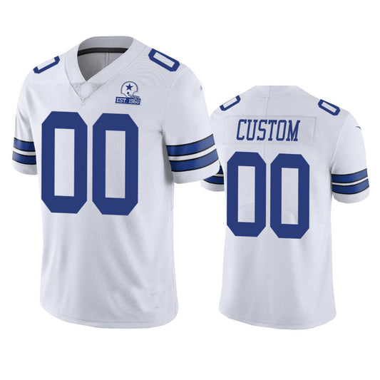 Custom1 Dallas Cowboys White 60th Anniversary Vapor Limited Jerseys Stitched Jerseys Football Jerseys