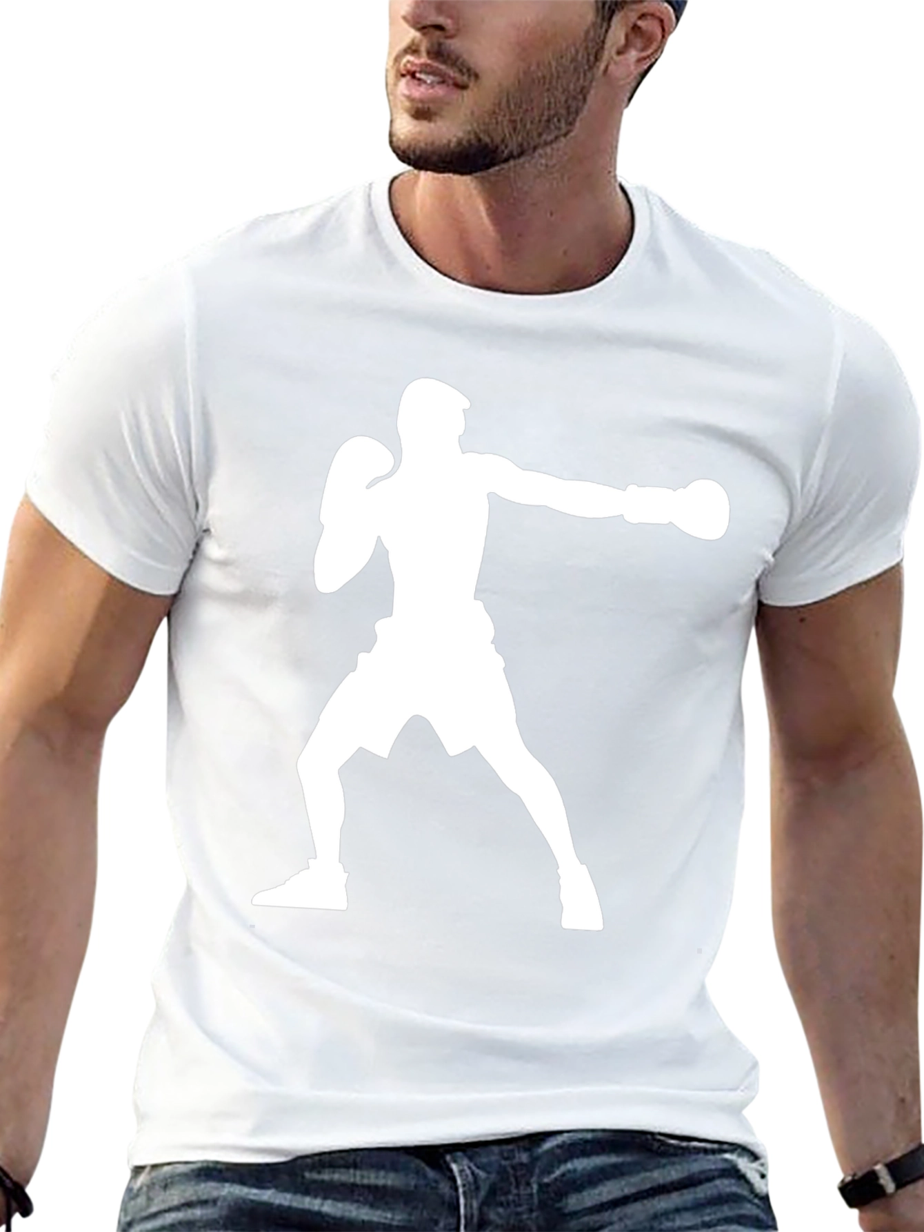 Boxing Silhouette Graphic T-Shirt - Black