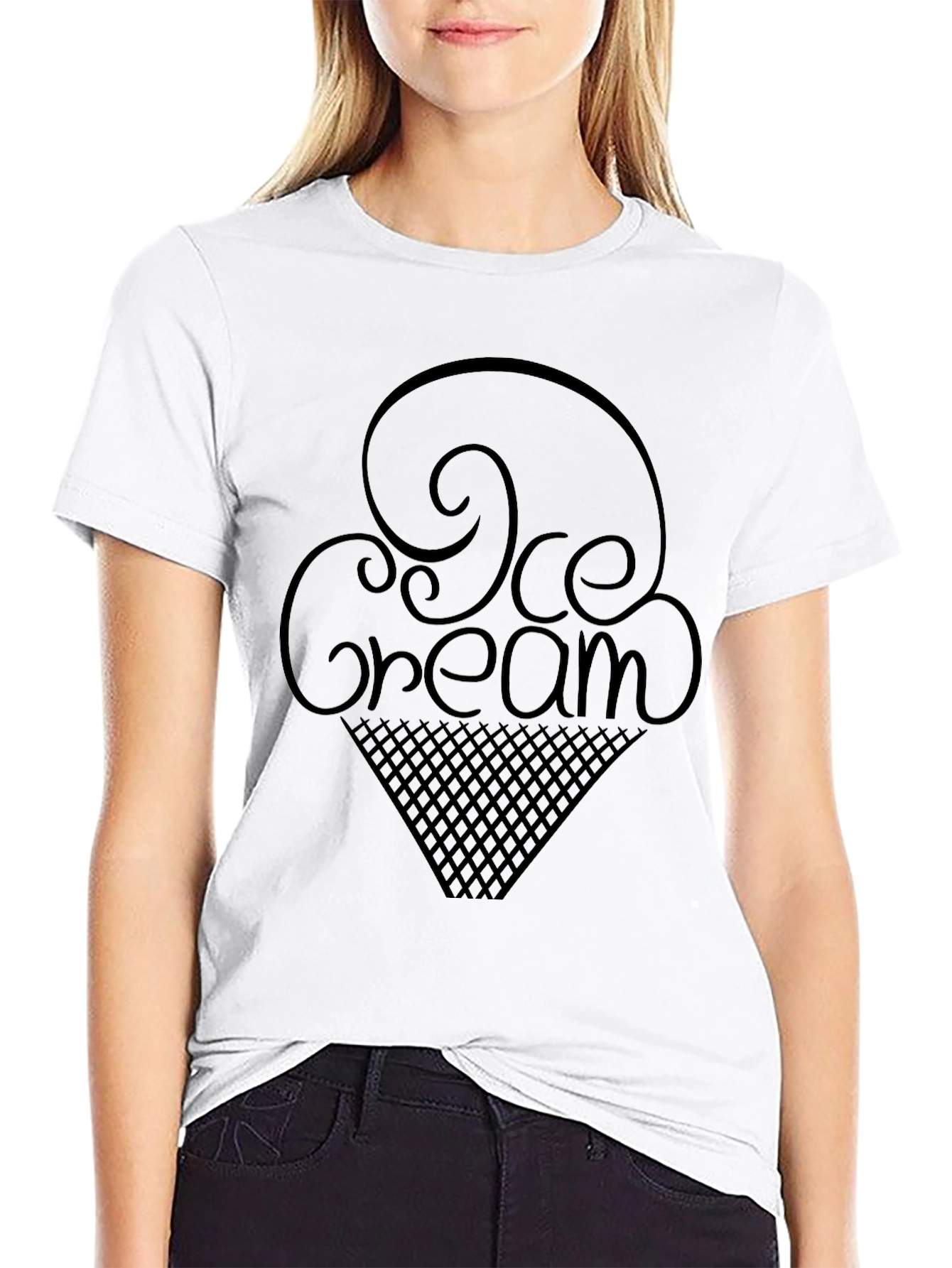 Ice Cream Graphic T-Shirt - Casual Black Tee