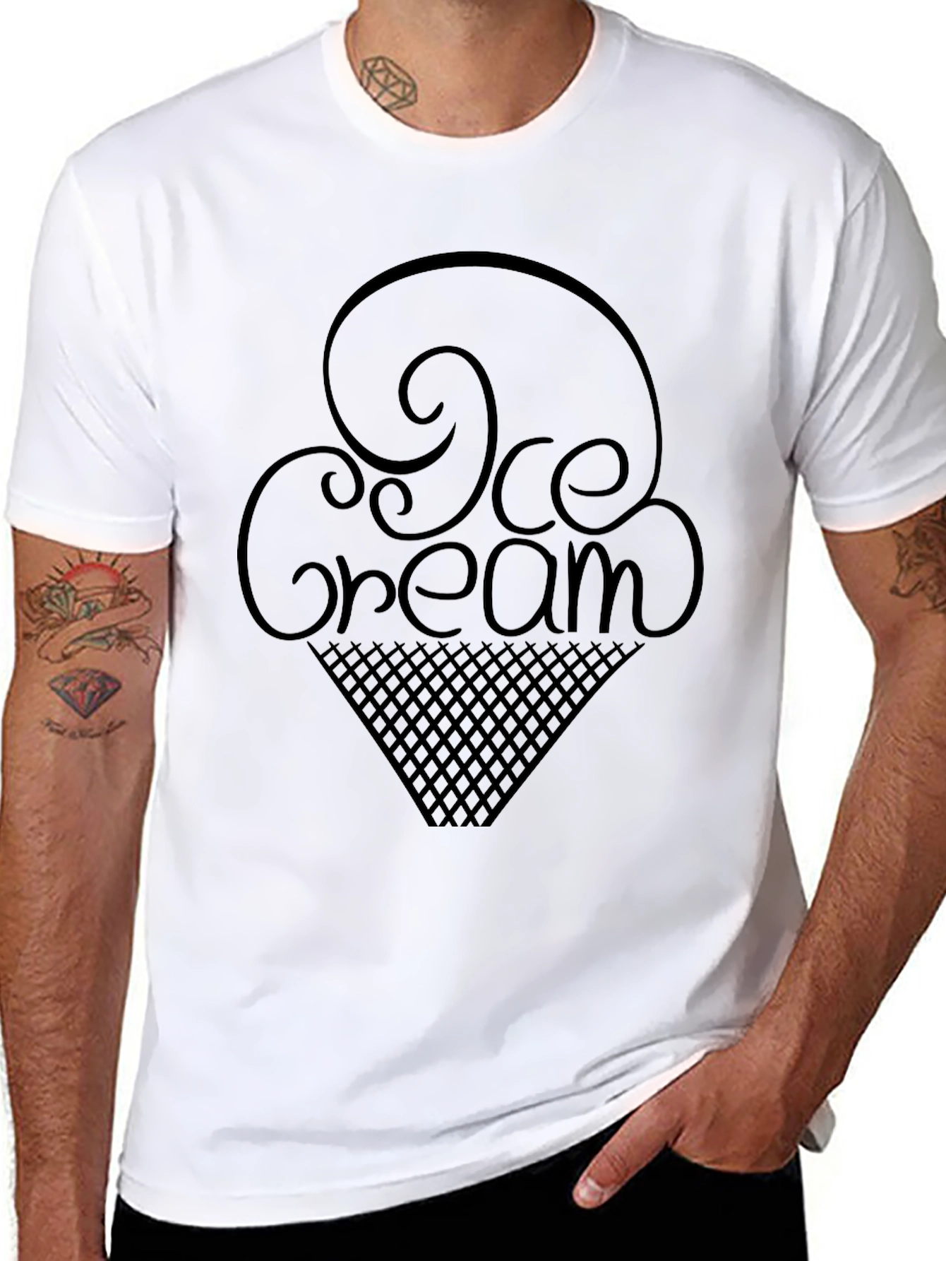 Ice Cream Graphic T-Shirt - Casual Black Tee