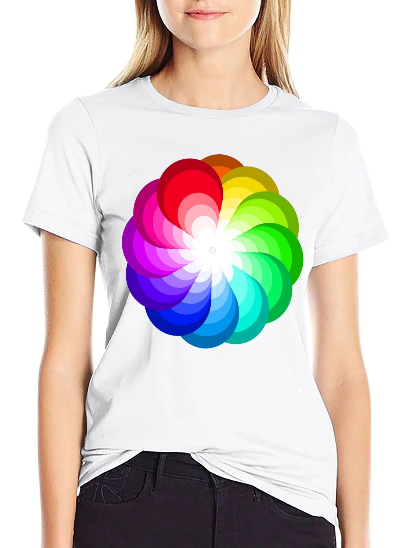 Vibrant Rainbow Flower Graphic T-Shirt - Stylish Mens Tee
