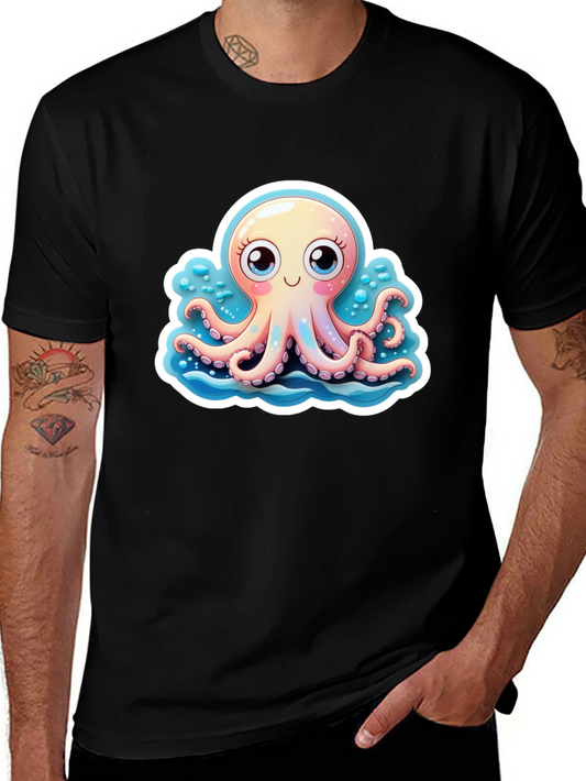 Cute Octopus Graphic Tee - Stylish Black T-Shirt