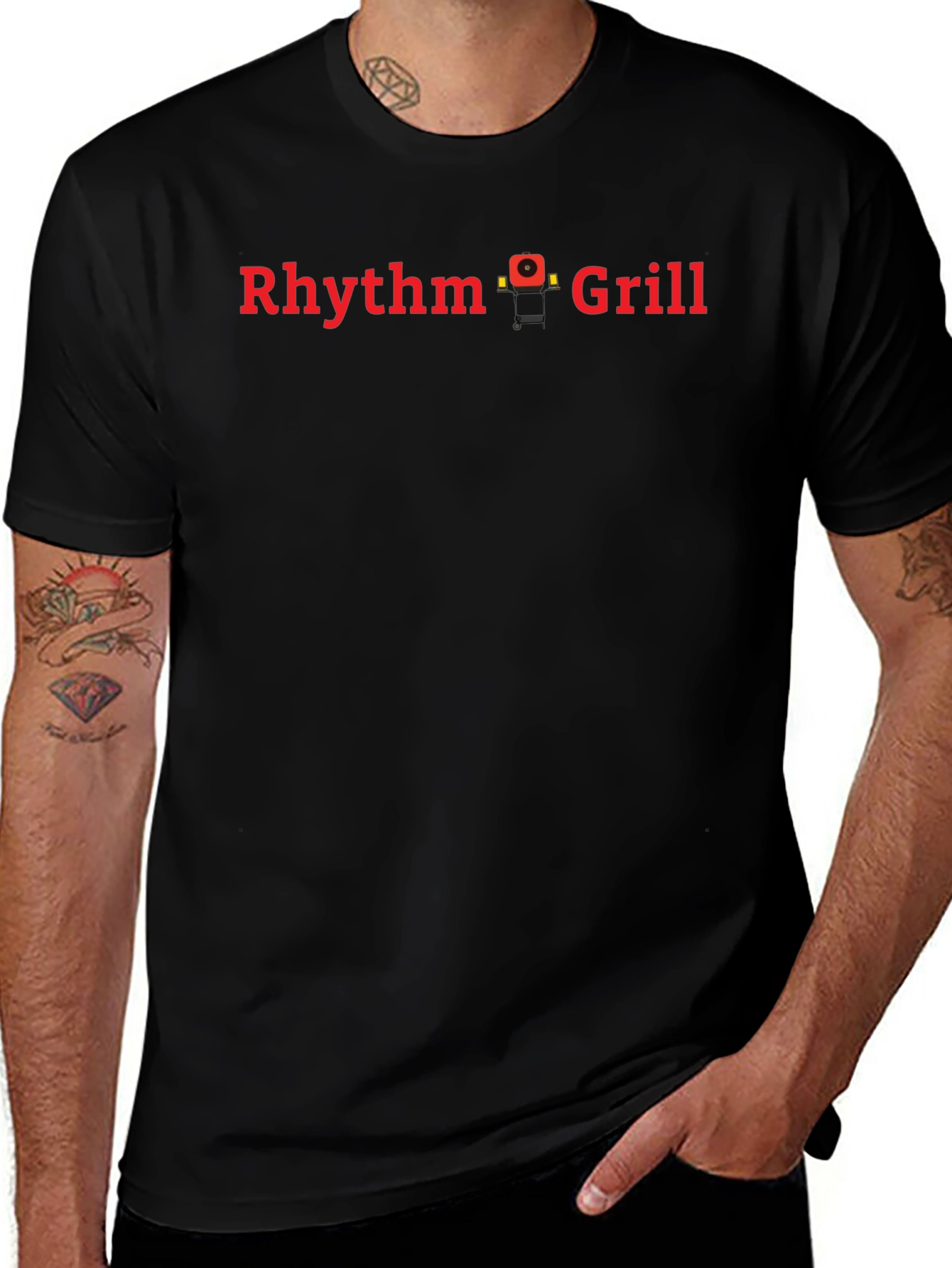 Rhythm Grill Graphic Print Black T-Shirt
