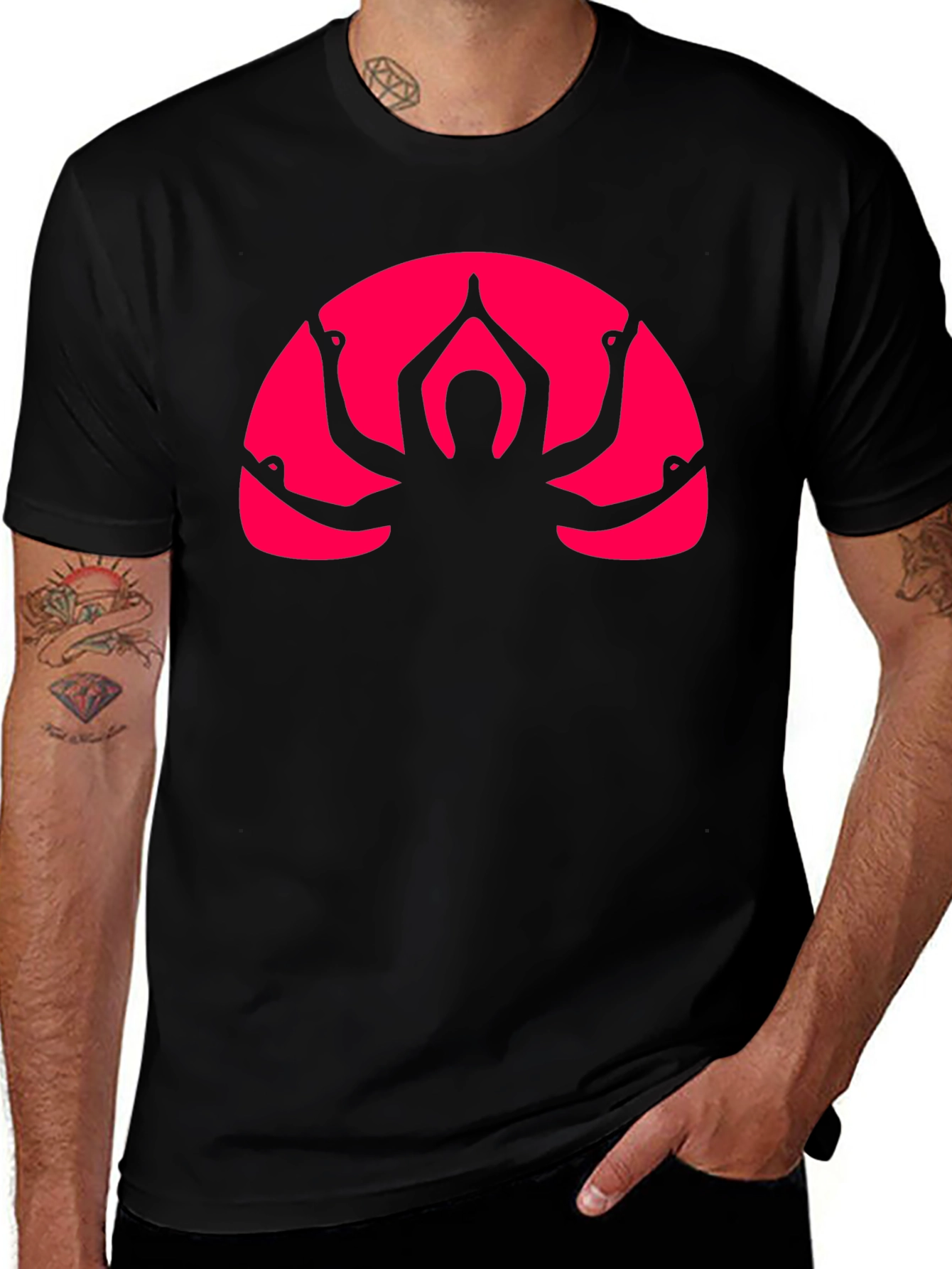 Yoga Arm Graphic Black T-Shirt