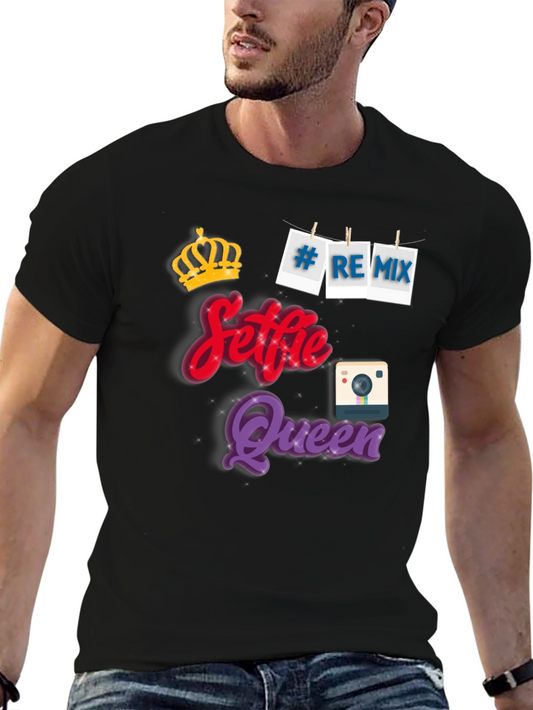 Selfie Queen Black Graphic T-Shirt
