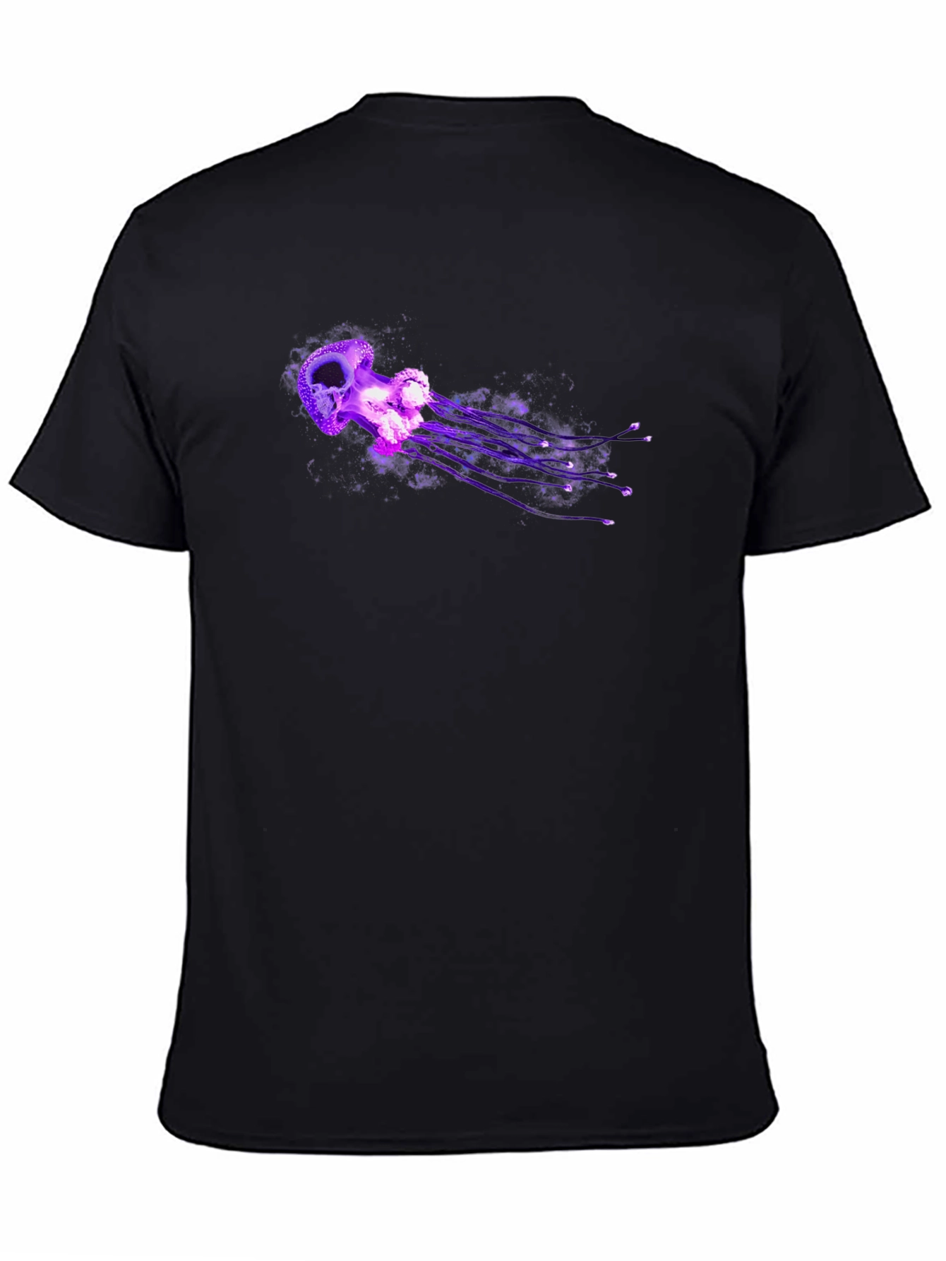 Mens Black T-Shirt with Purple Jellyfish Graphic