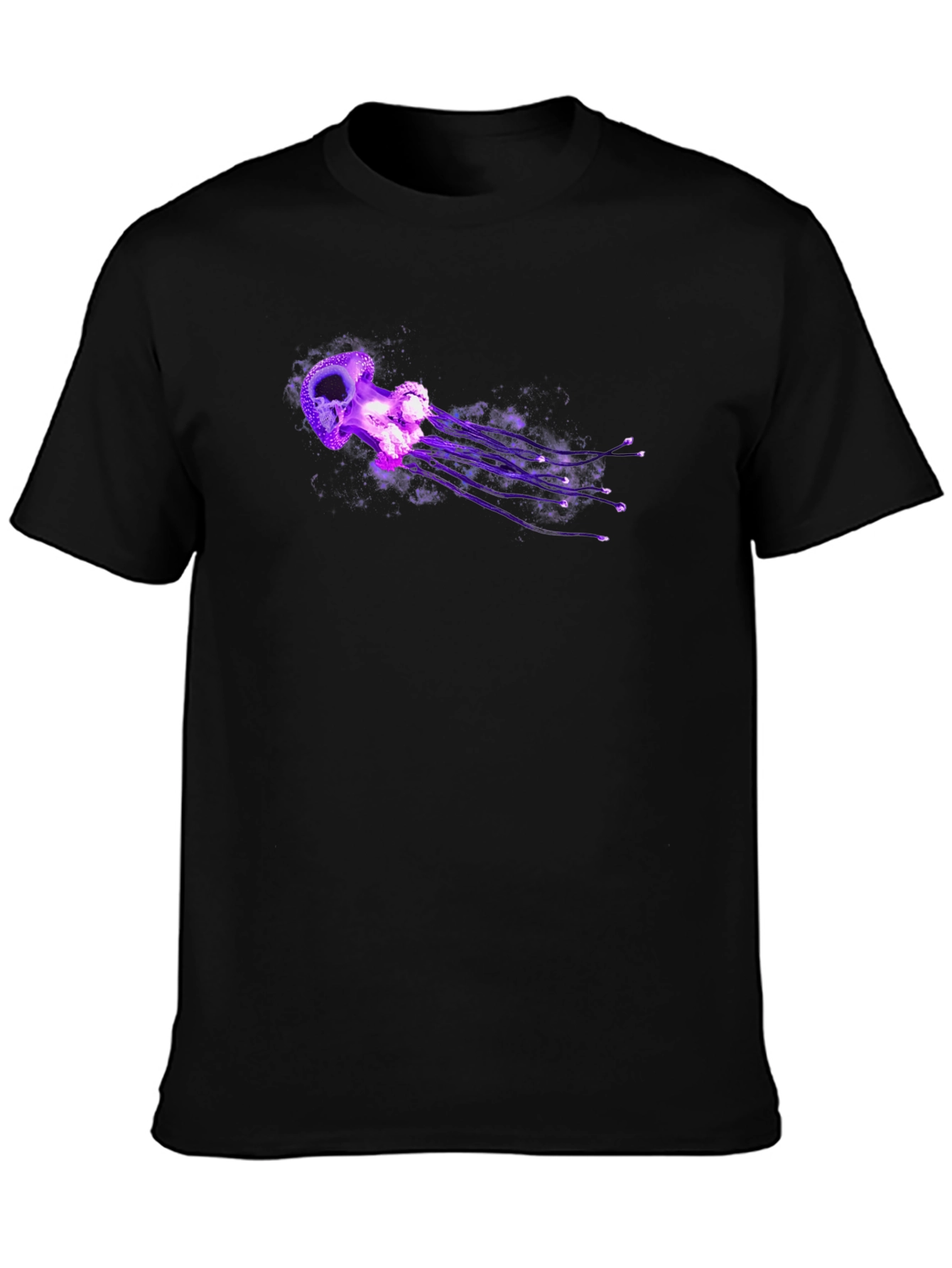 Mens Black T-Shirt with Purple Jellyfish Graphic