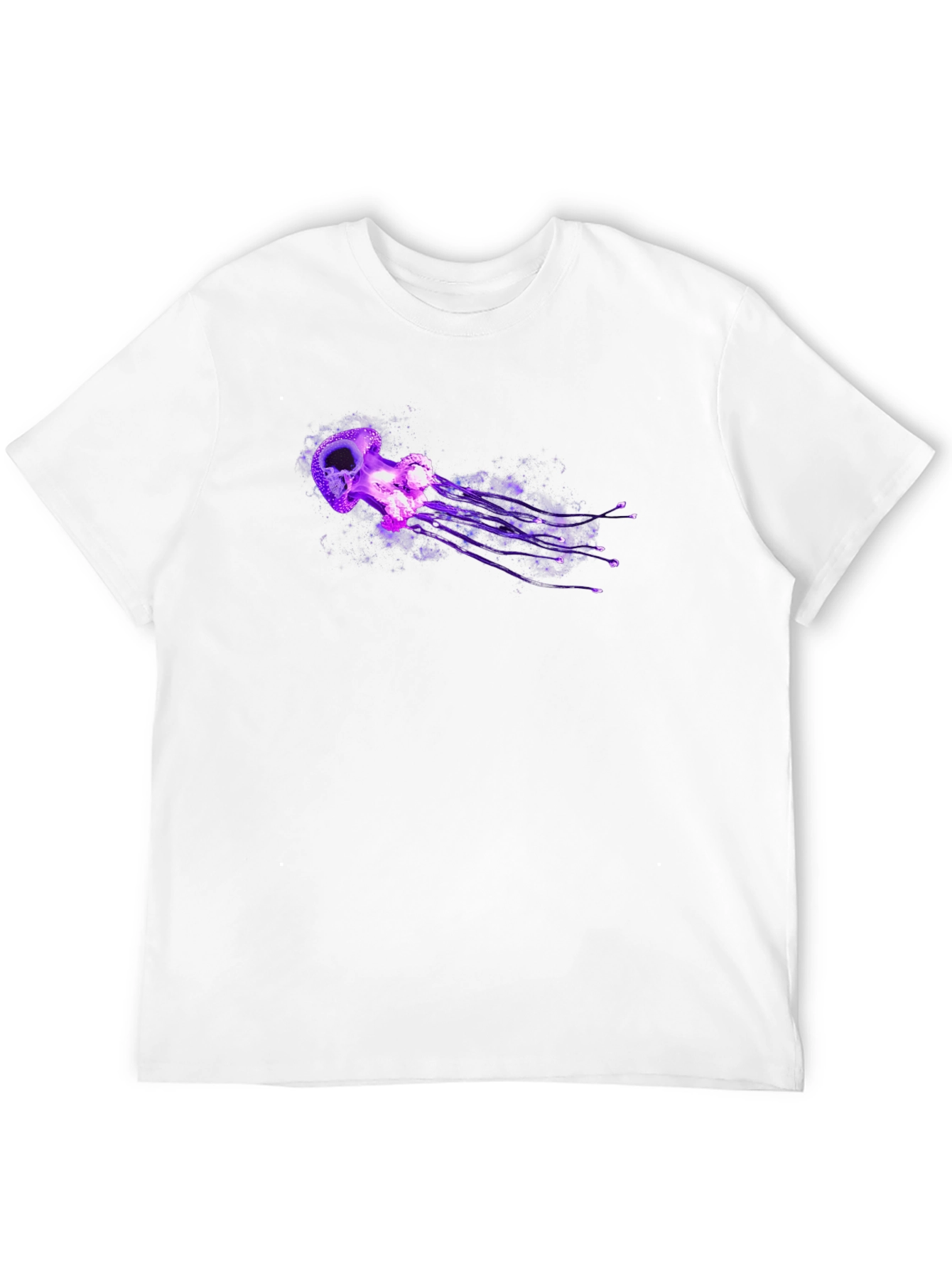 Mens Black T-Shirt with Purple Jellyfish Graphic