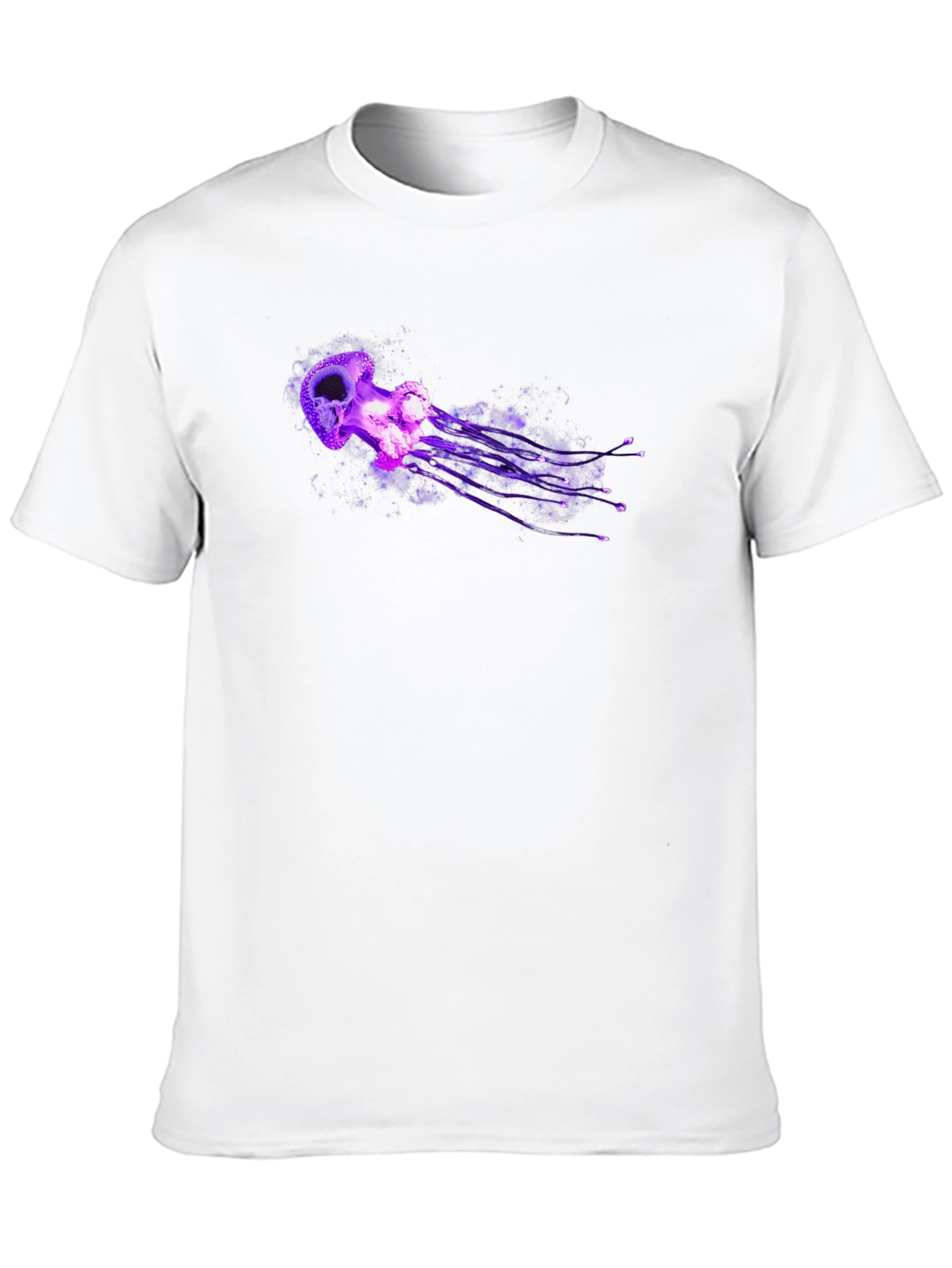 Mens Black T-Shirt with Purple Jellyfish Graphic