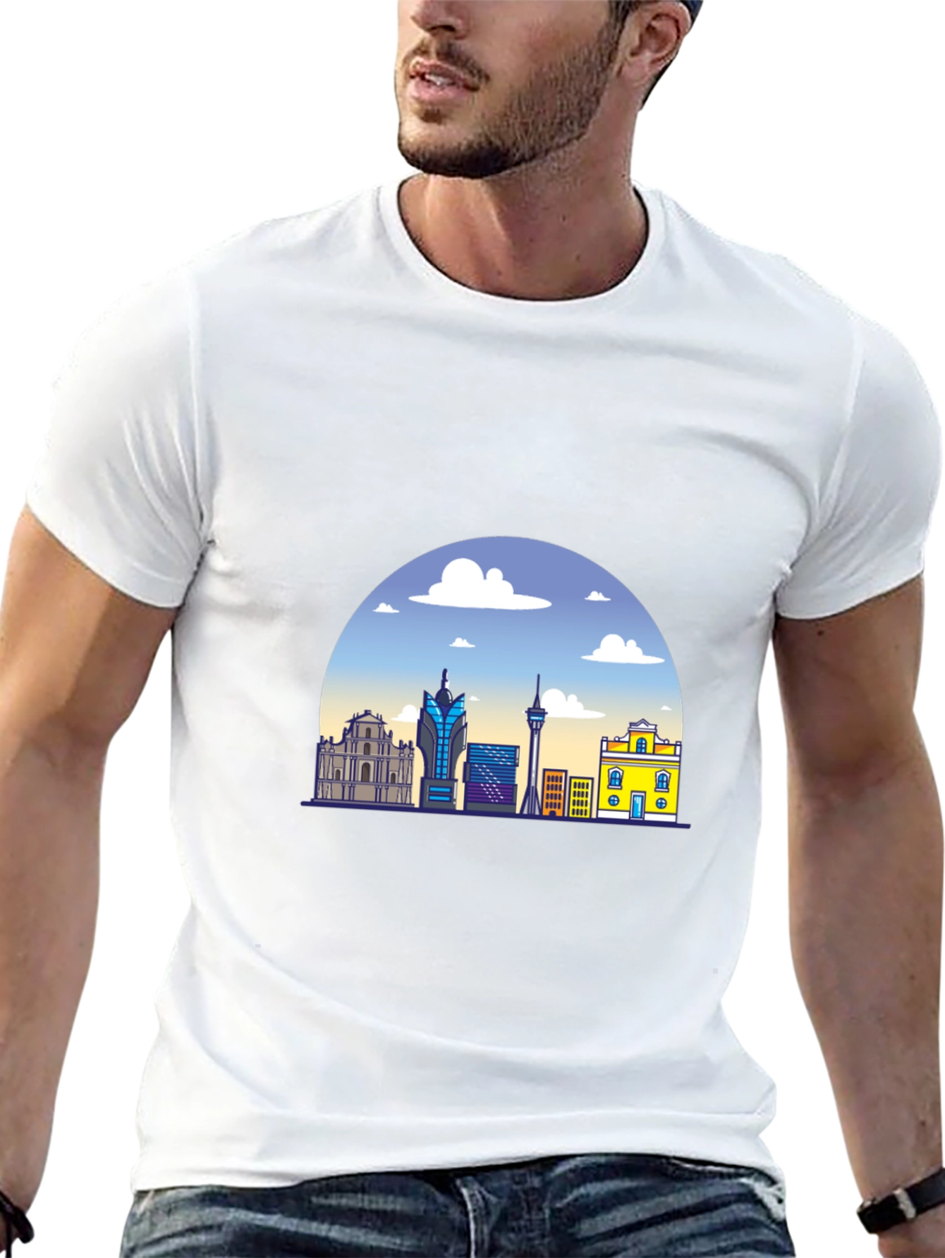 Macau Skyline Graphic Black T-Shirt