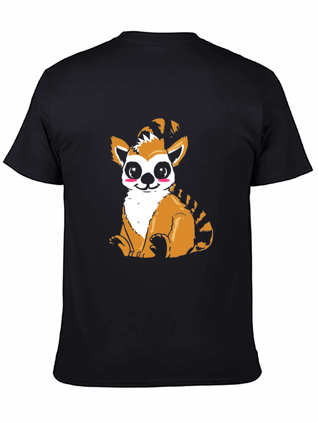 Cute Lemur Graphic Black T-Shirt