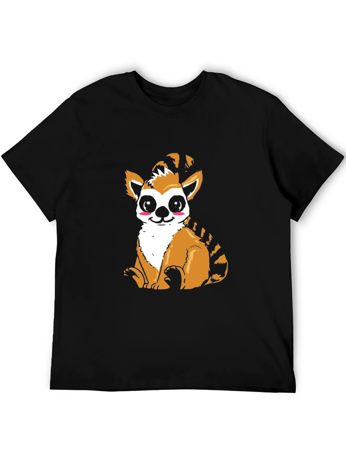 Cute Lemur Graphic Black T-Shirt