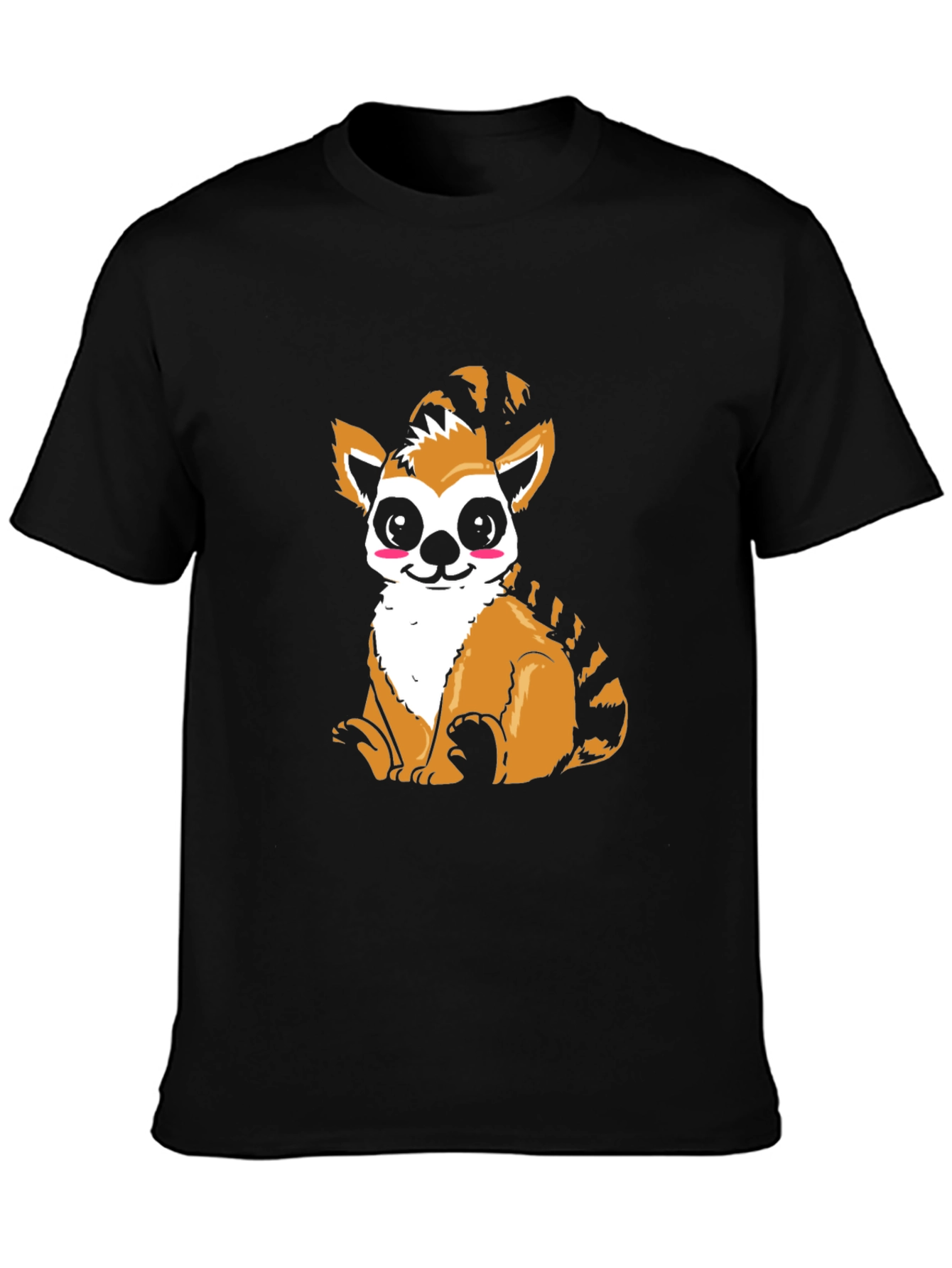 Cute Lemur Graphic Black T-Shirt