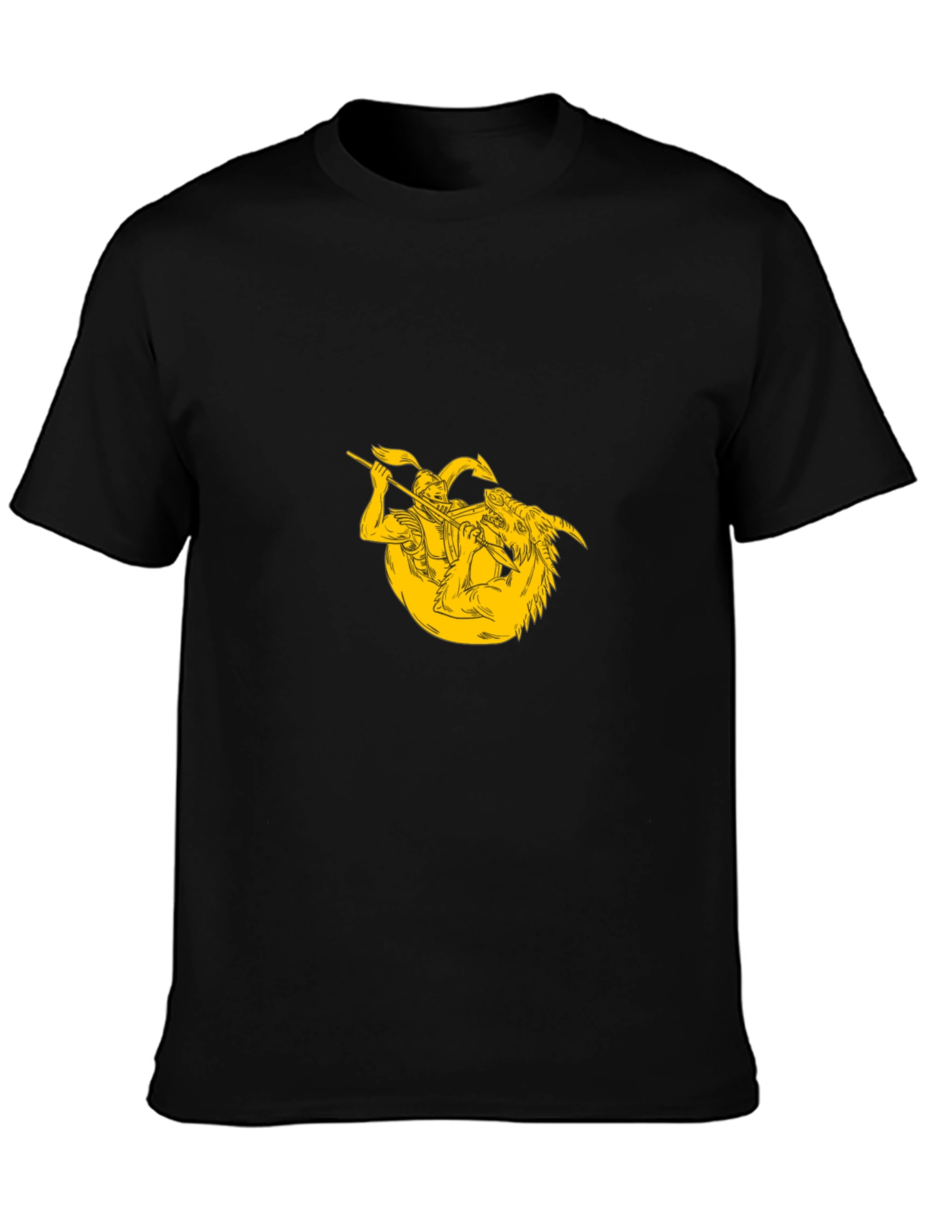 Black Graphic Tee - Knight vs Dragon