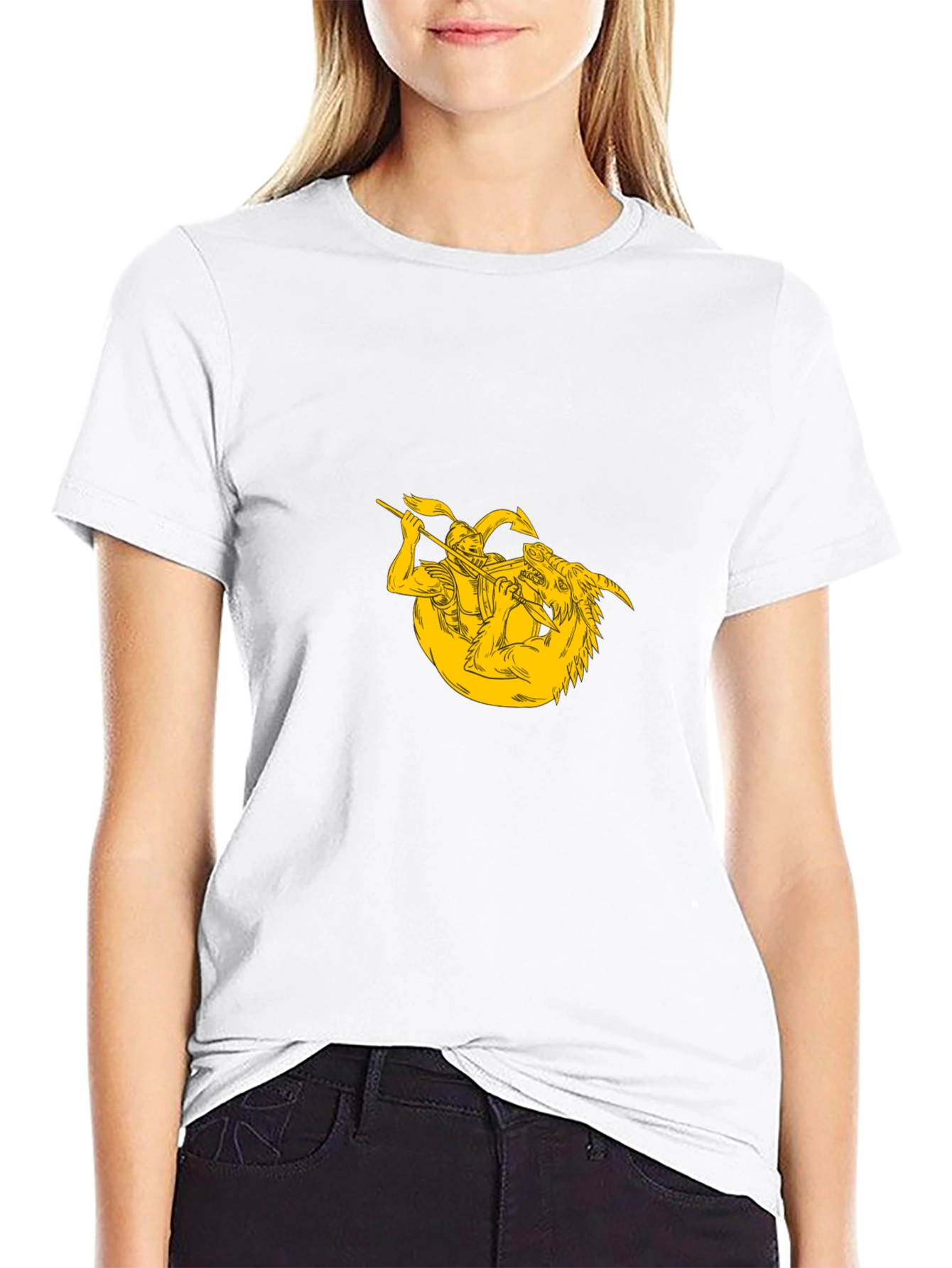 Black Graphic Tee - Knight vs Dragon