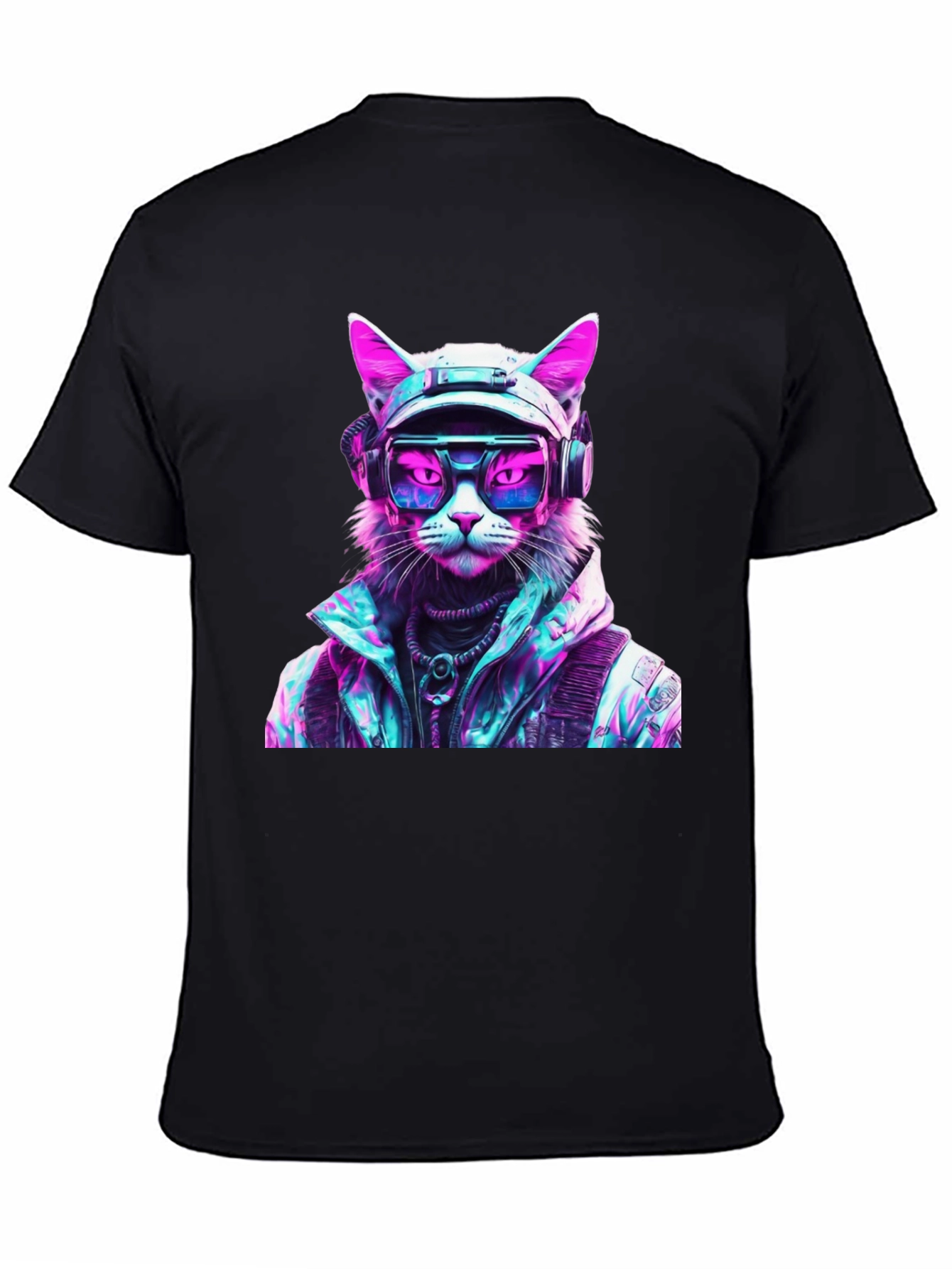 Cyberpunk Cat Graphic T-Shirt - Futuristic Style