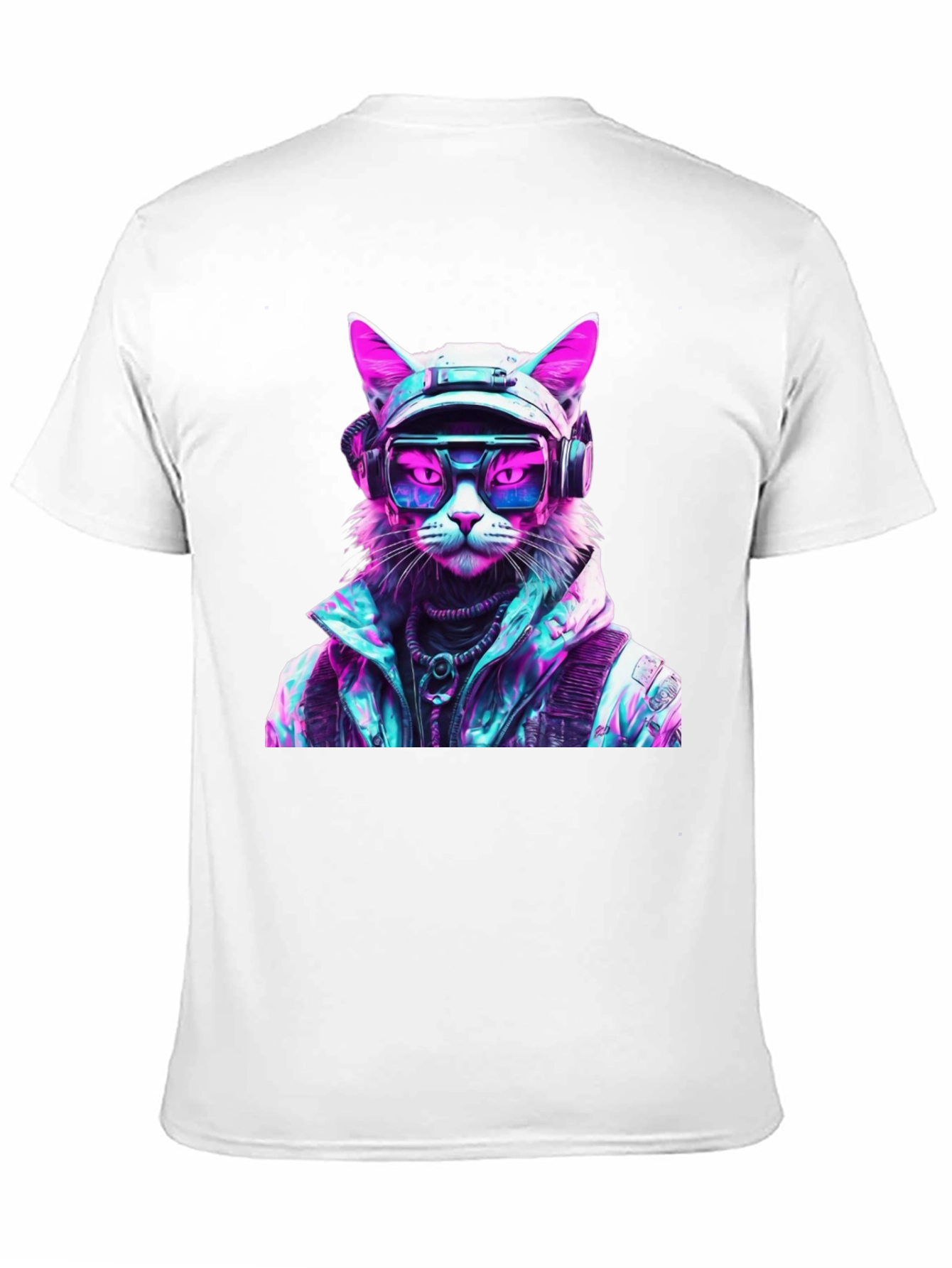 Cyberpunk Cat Graphic T-Shirt - Futuristic Style