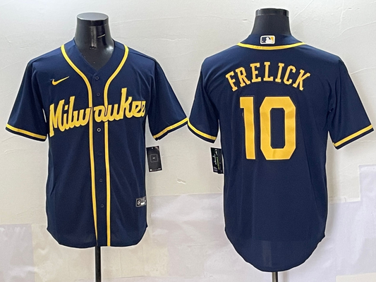 Men's Milwaukee Brewers Sal Frelick #10 Navy Alternate Limited Player Jerseys