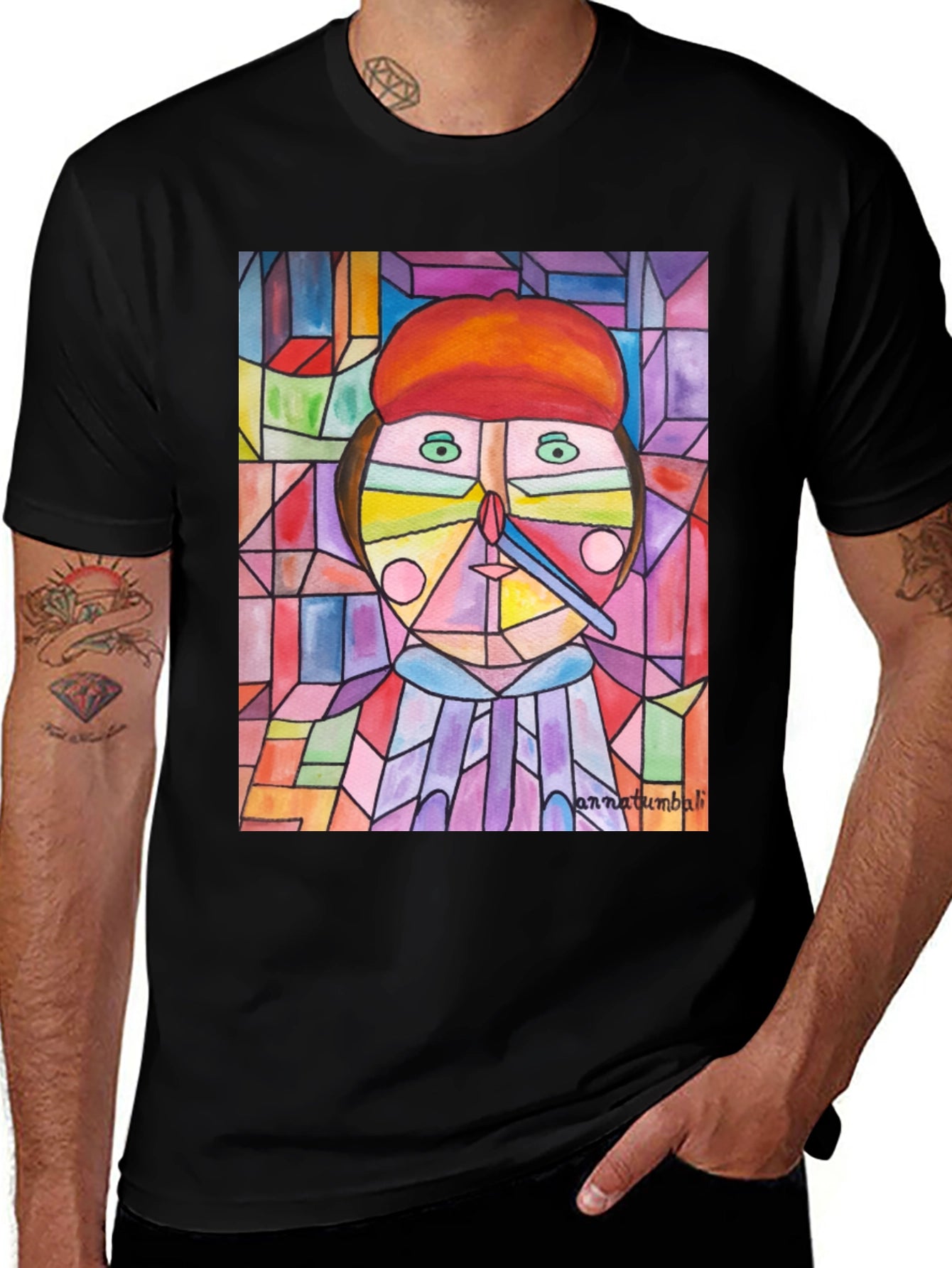 Abstract Art Print Black T-Shirt