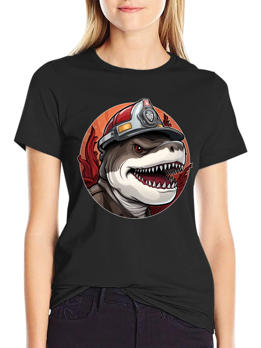 Firefighter Shark T-Shirt - Quirky Graphic Tee